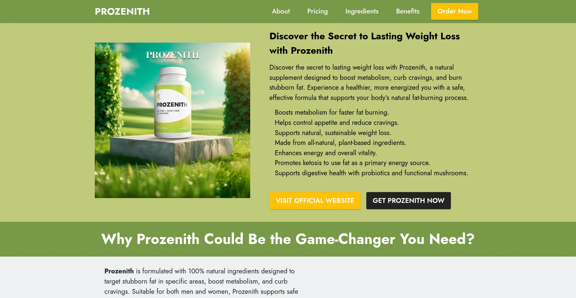 Website screenshot of Prozenith.uk
