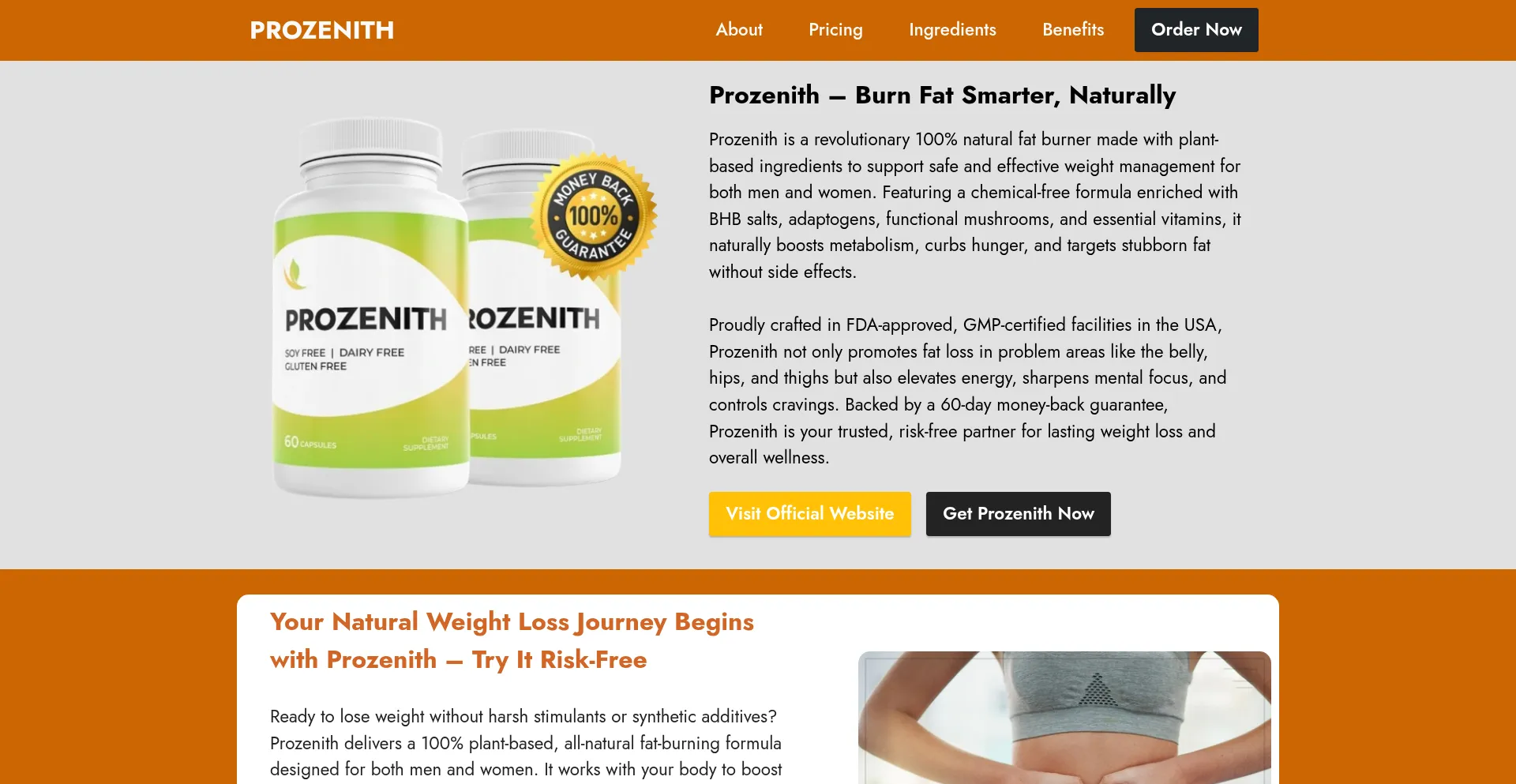 Website screenshot of Prozenith-supplement.com