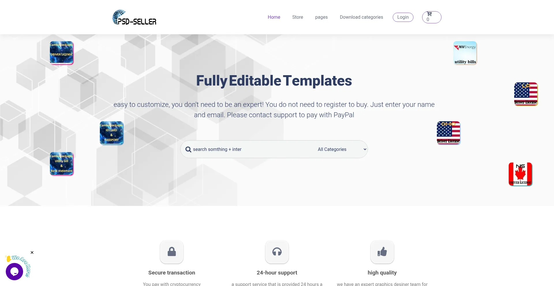 Website screenshot of Psd-seller.com