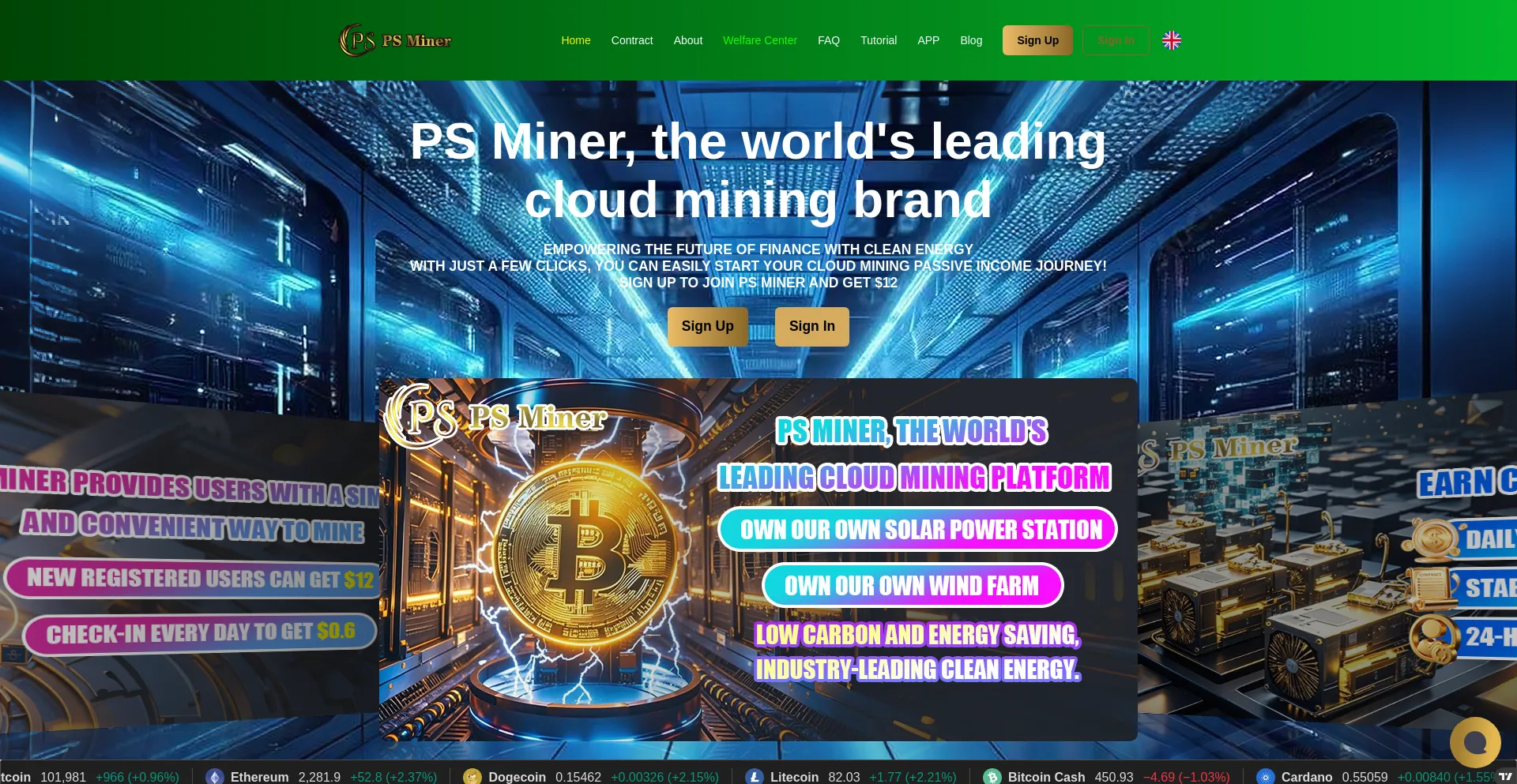 Website screenshot of Psminer.com