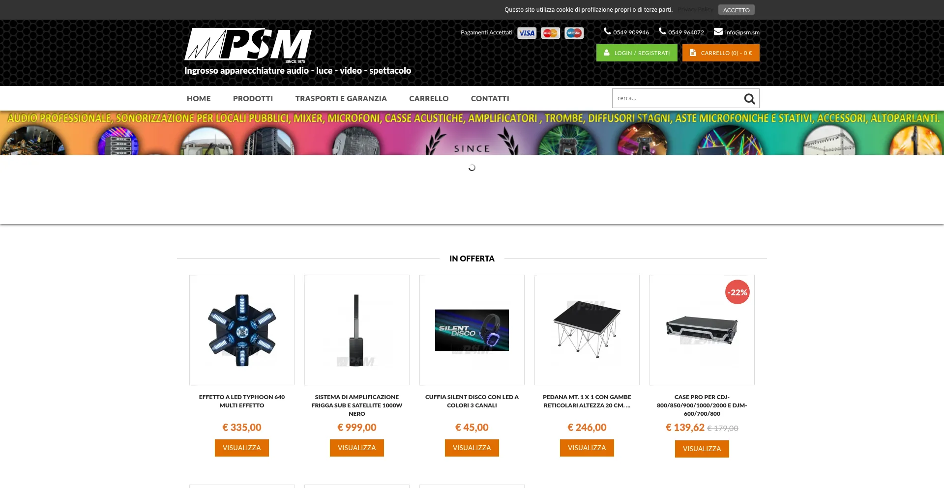 Website screenshot of Psmshop.it