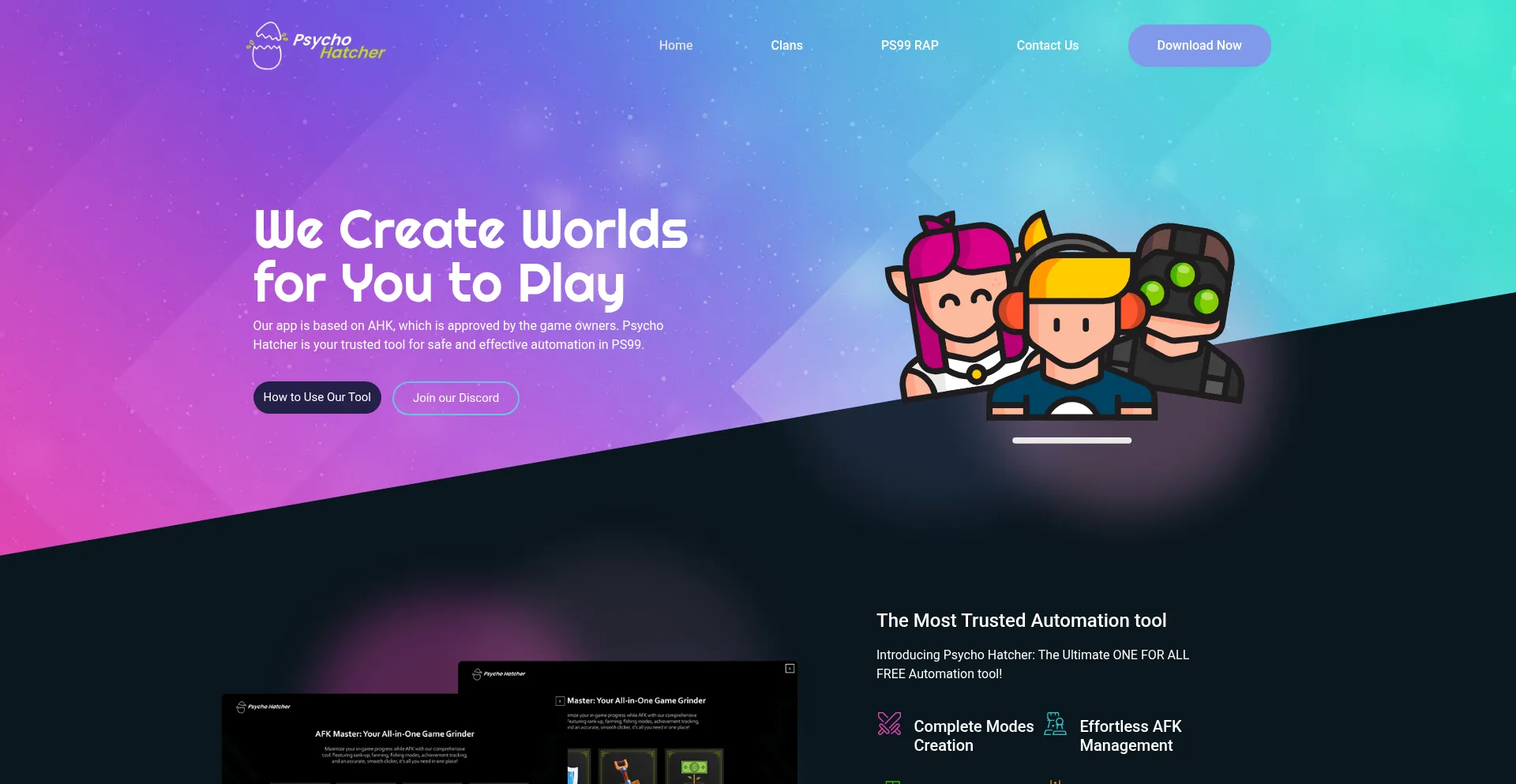 Website screenshot of Psychohatcher.com