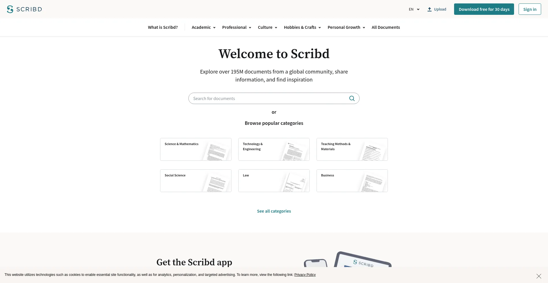 Website screenshot of Pt.scribd.com