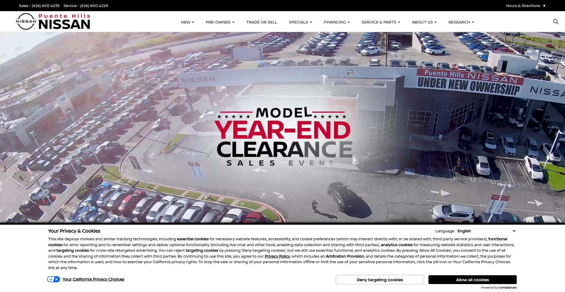 Website screenshot of Puentehillsnissan.com