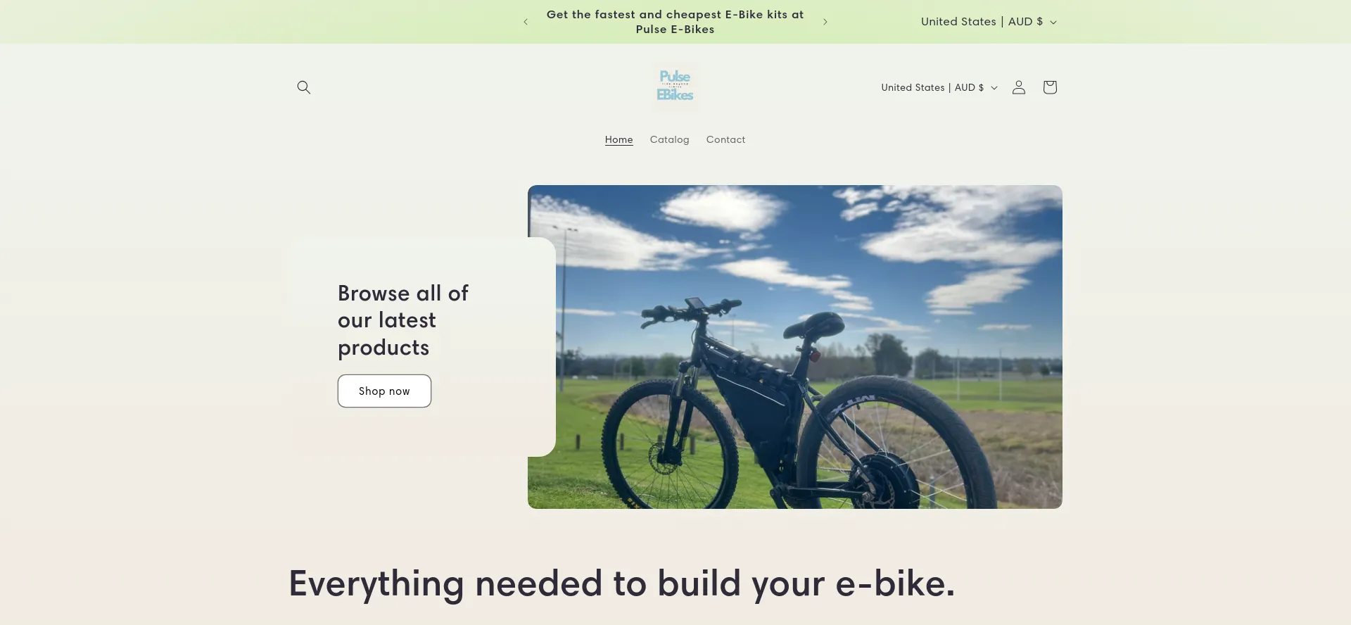Website screenshot of Pulseebikes.com