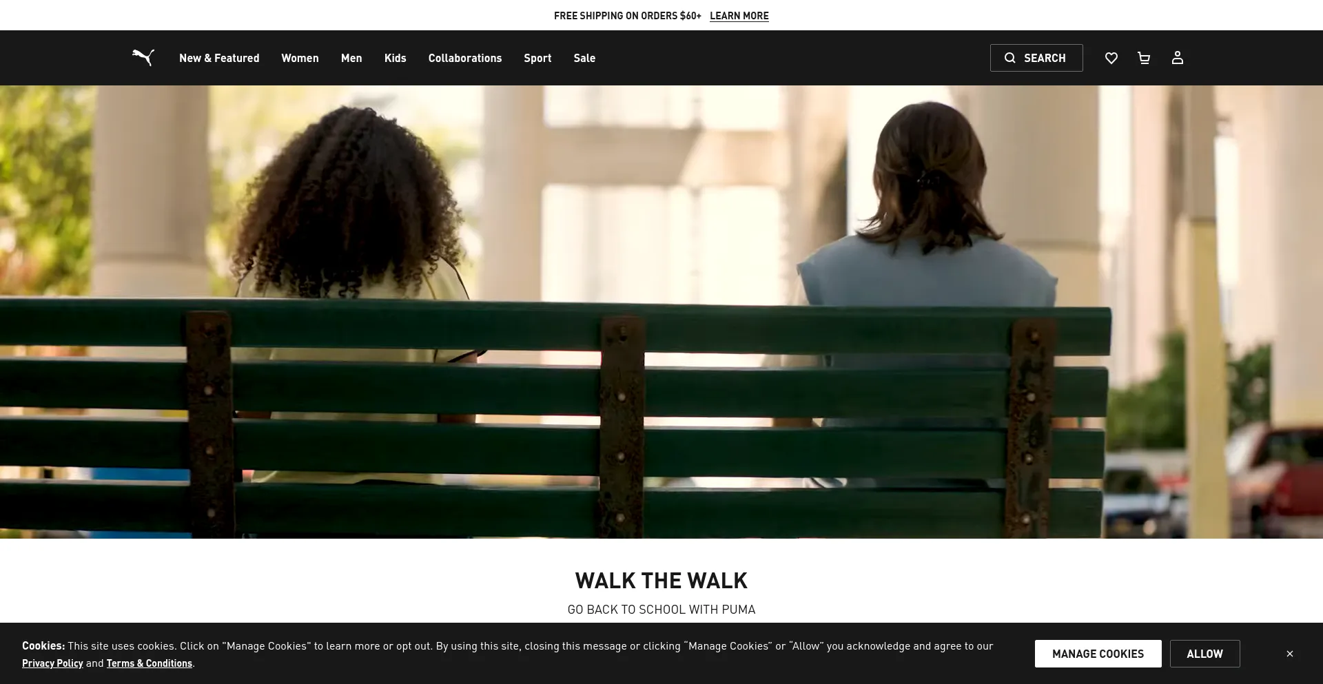 Website screenshot of Puma.com