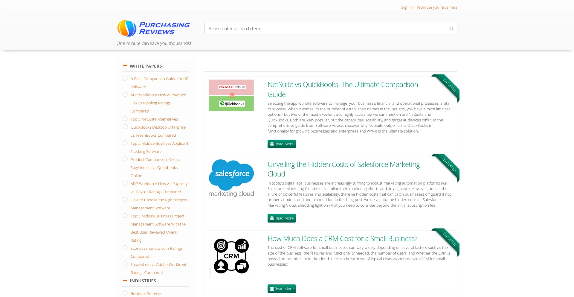 Website screenshot of Purchasingreviews.com