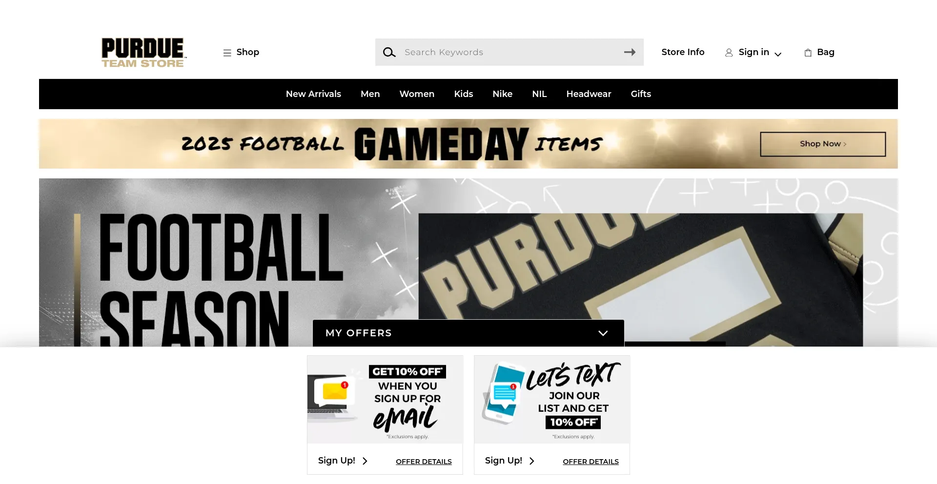 Website screenshot of Purdueteamstore.com