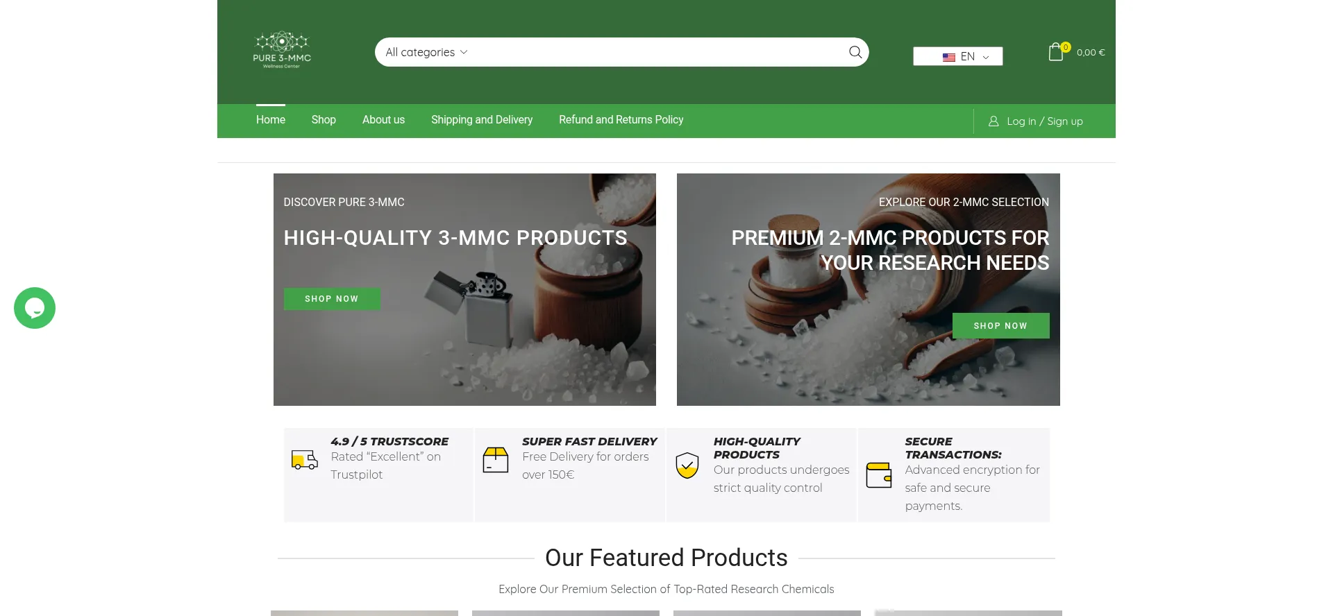 Website screenshot of Pure-3mmc.com