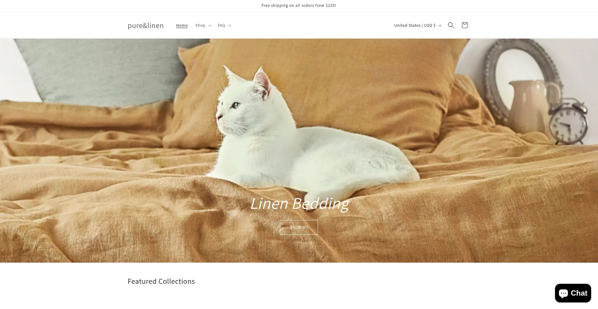 Pureandlinen.com Screenshot