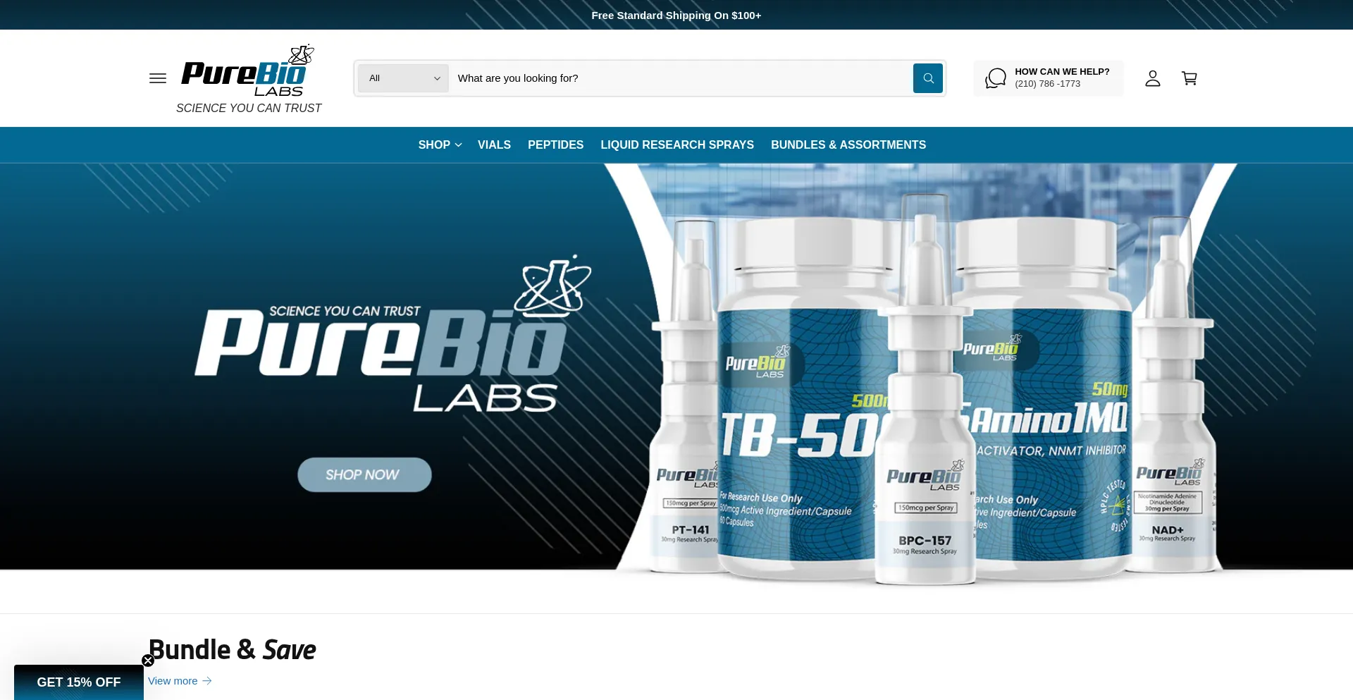 Website screenshot of Purebiolabs.com