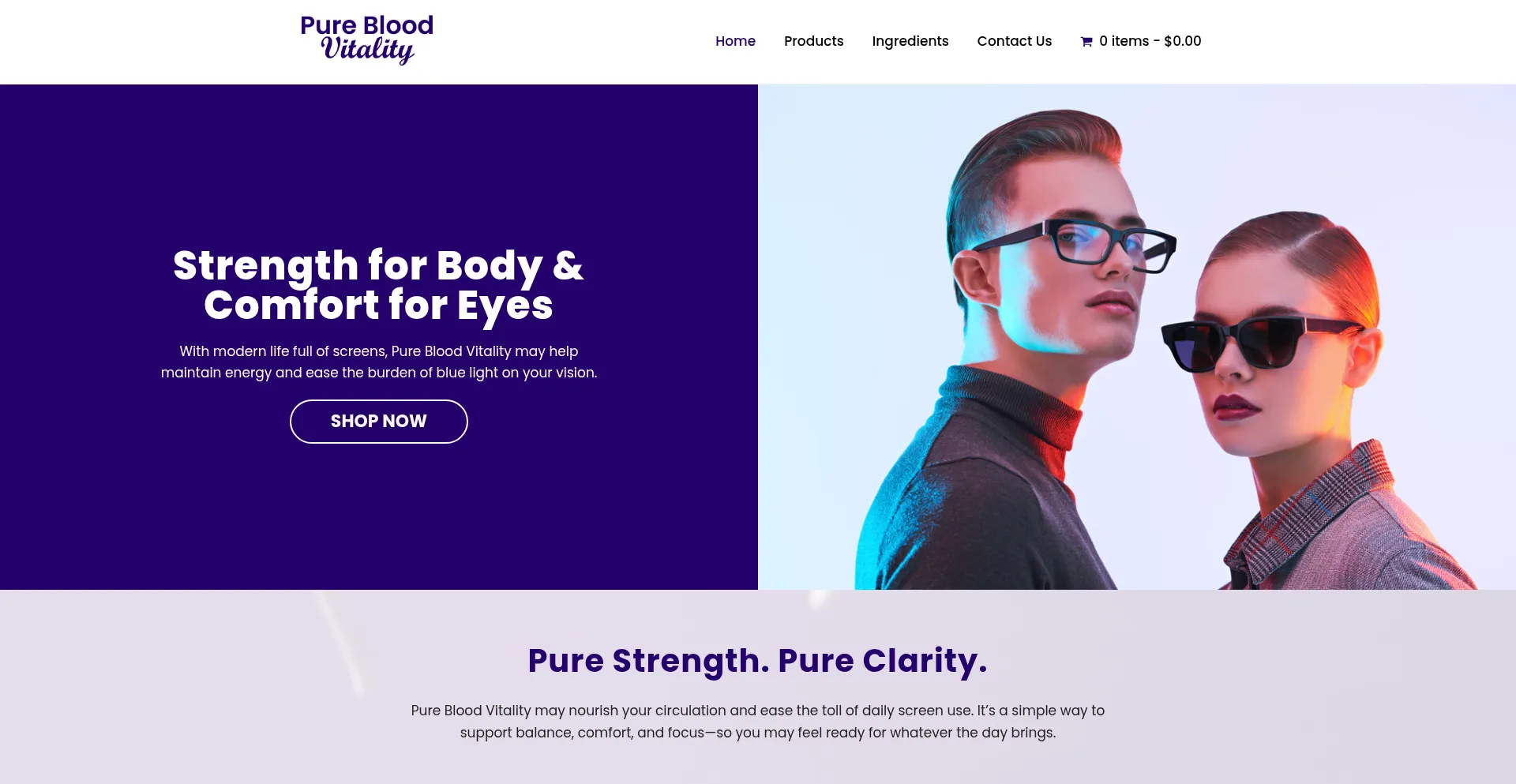 Purebloodvitality.com Screenshot
