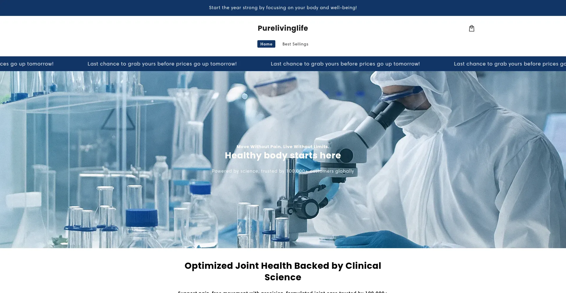 Website screenshot of Purelivinglife.com