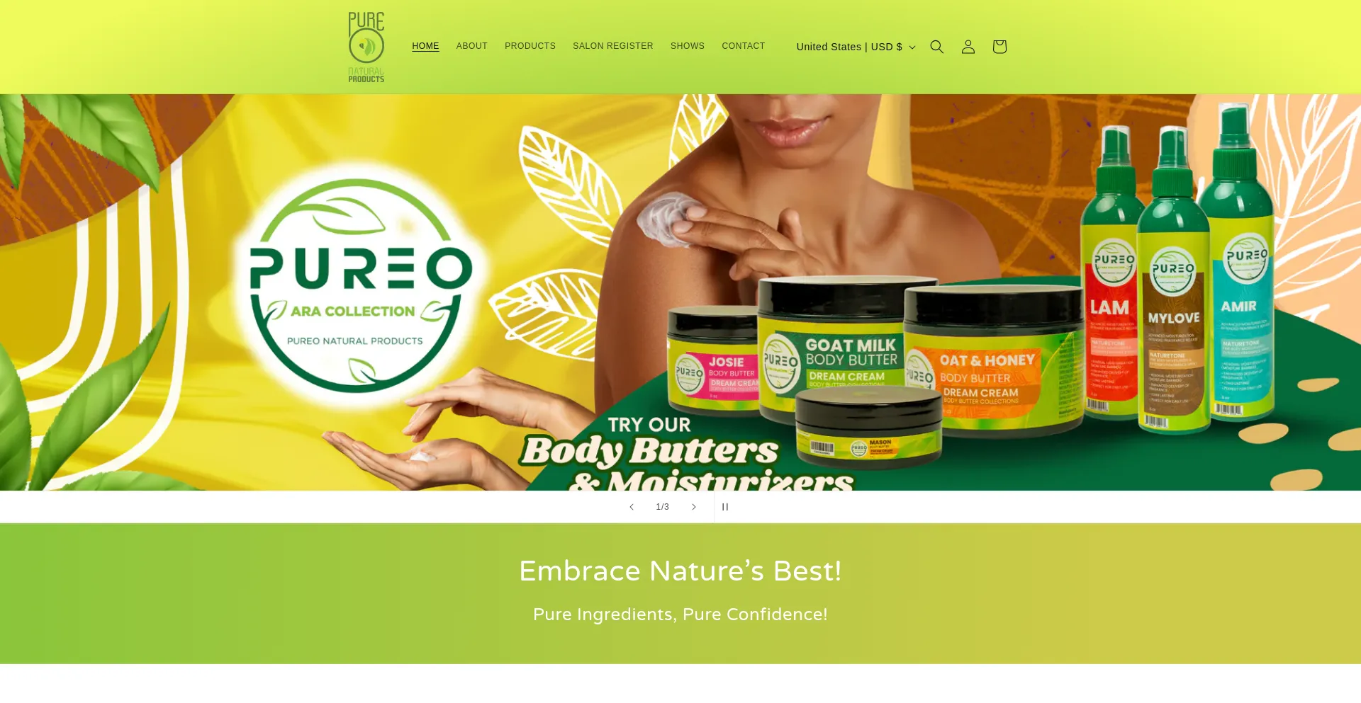 Website screenshot of Pureonaturalproducts.com