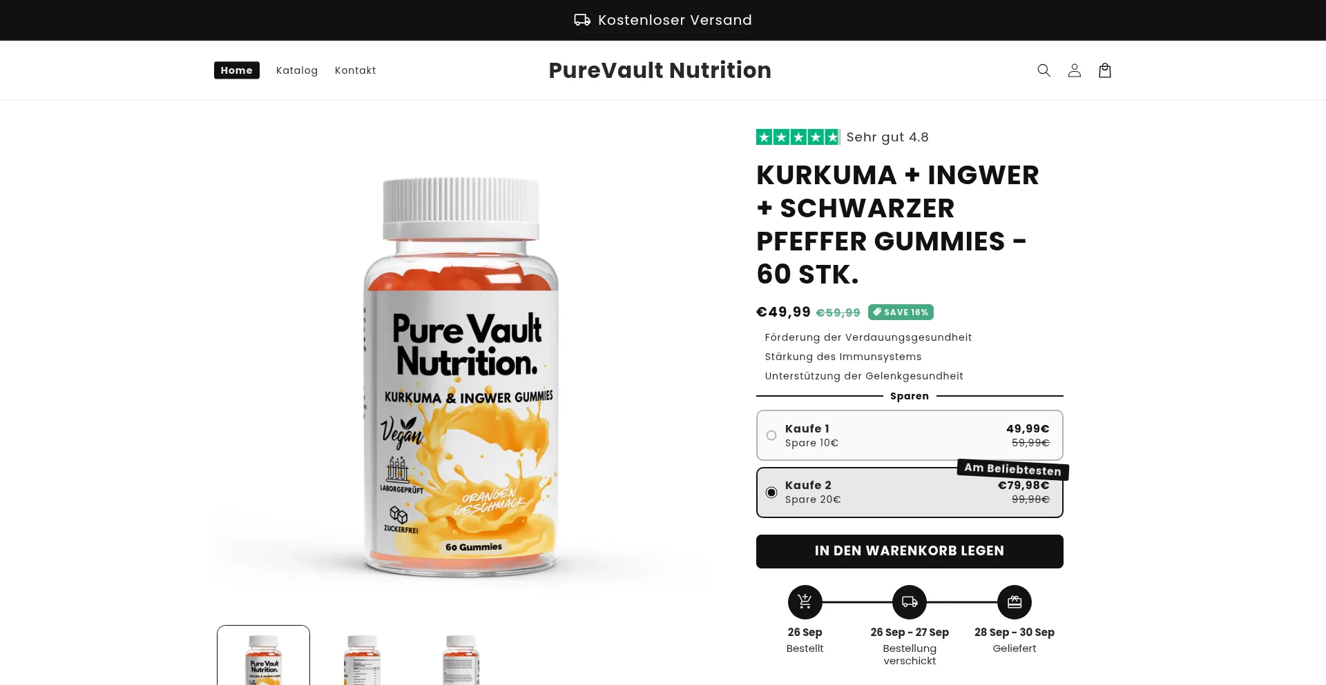 Purevaultnutrition.com Screenshot
