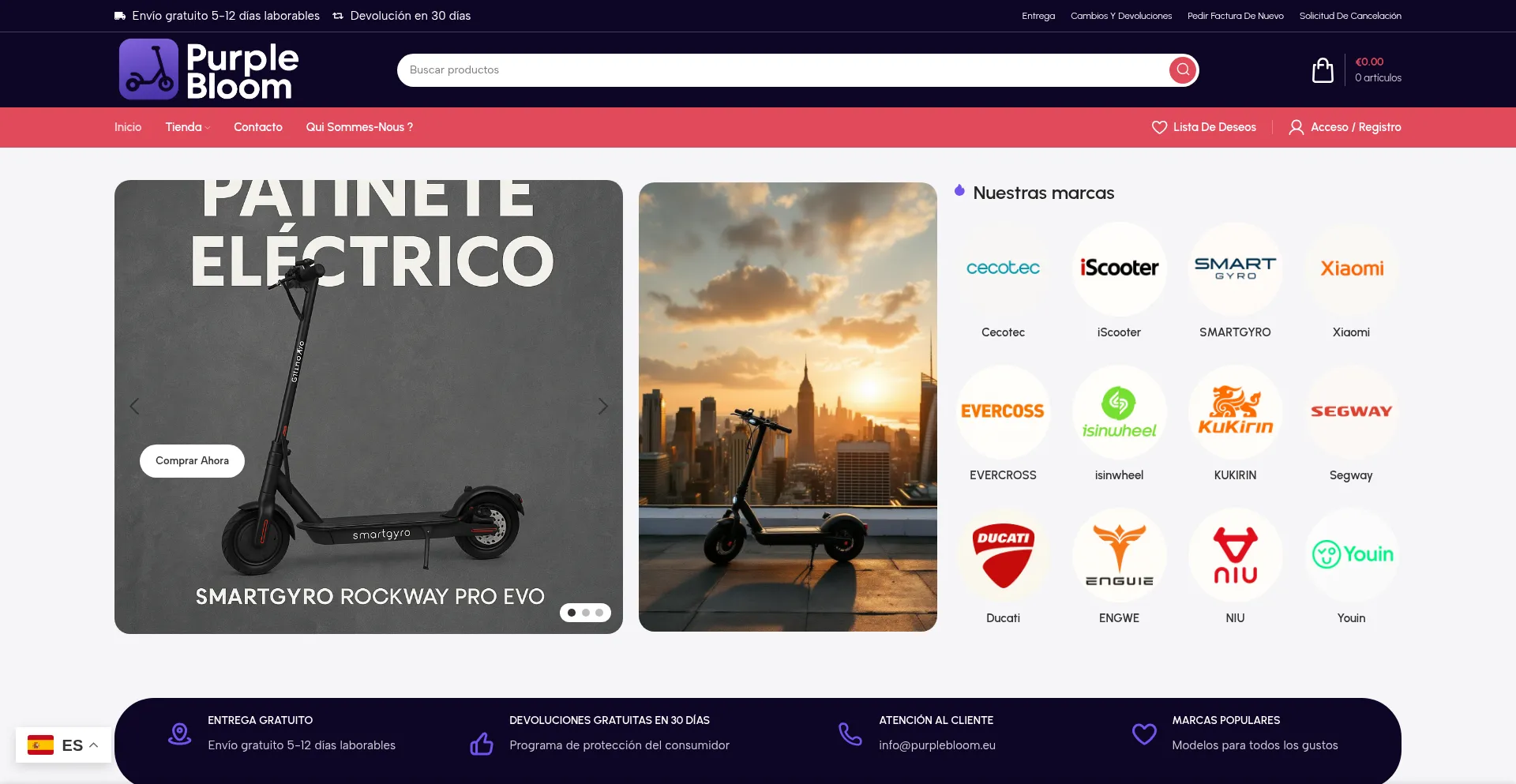 Website screenshot of Purplebloom.eu