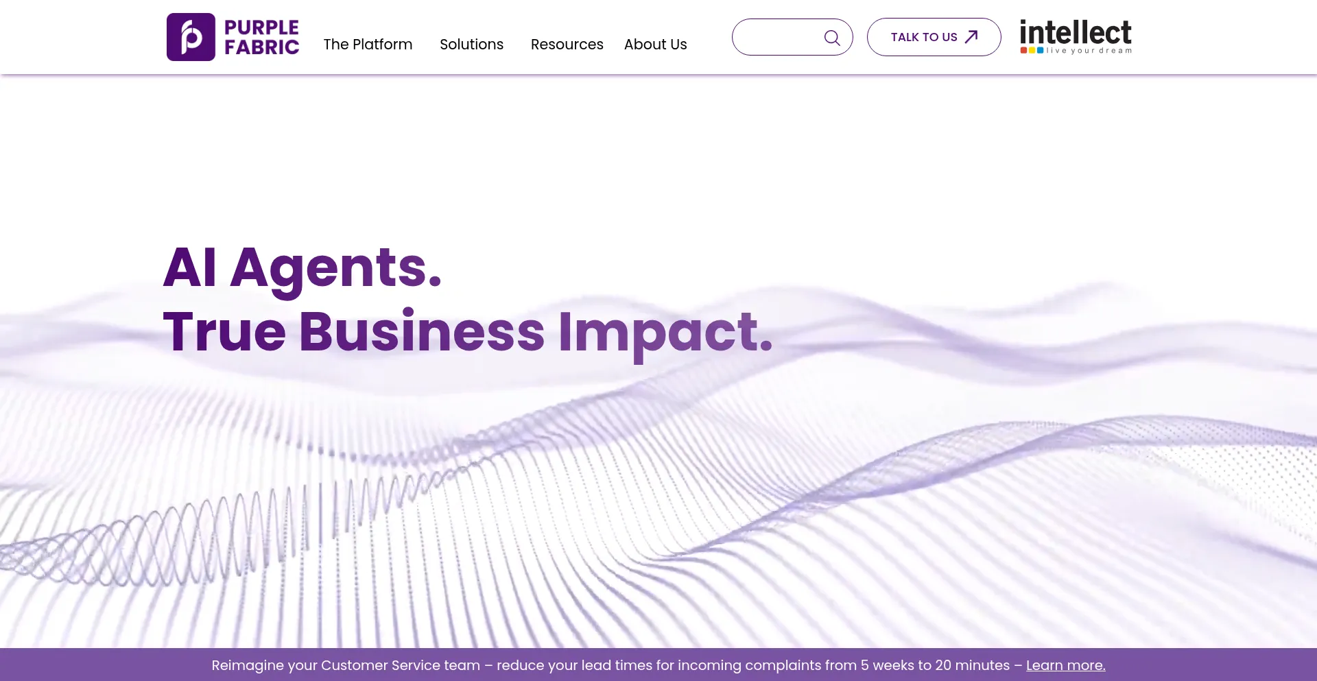 Website screenshot of Purplefabric.ai