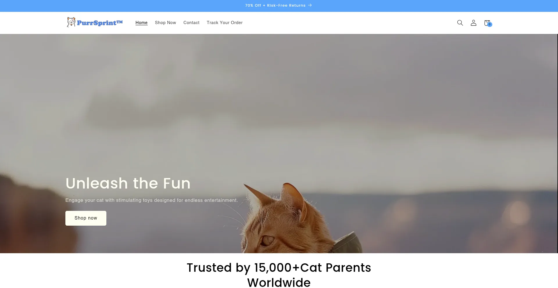 Website screenshot of Purrsprint.shop