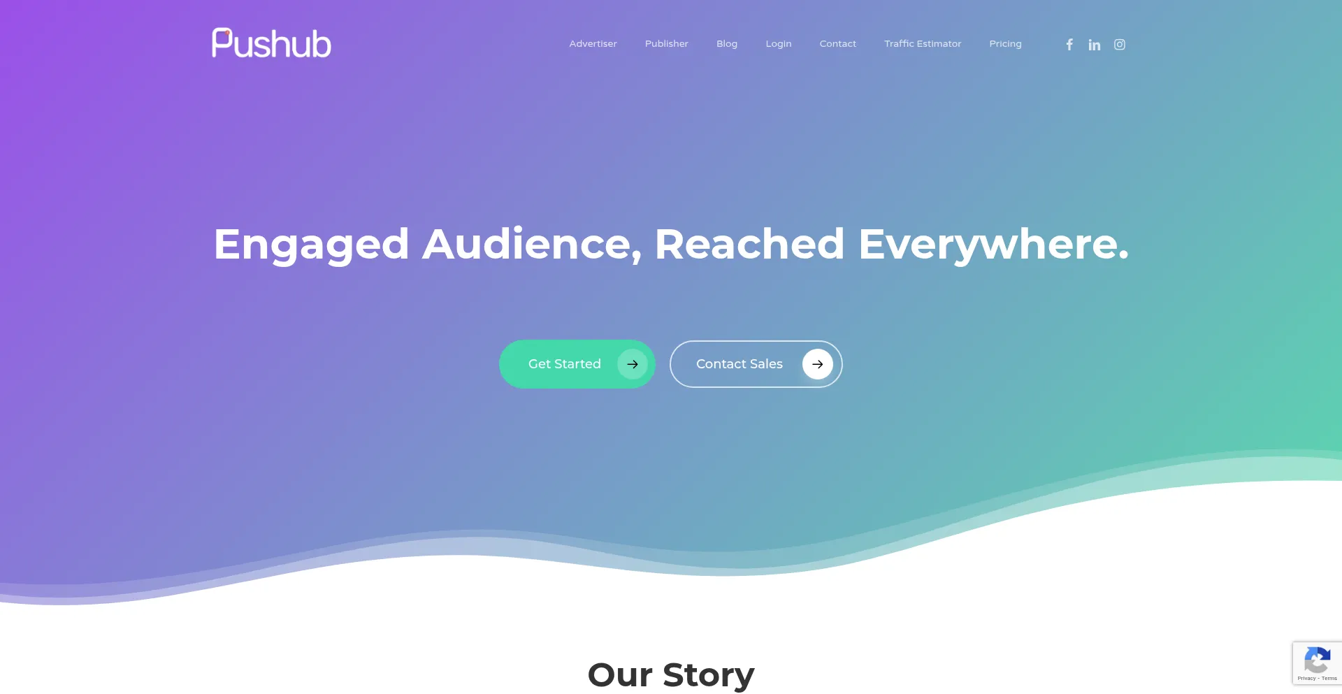 Website screenshot of Pushub.net