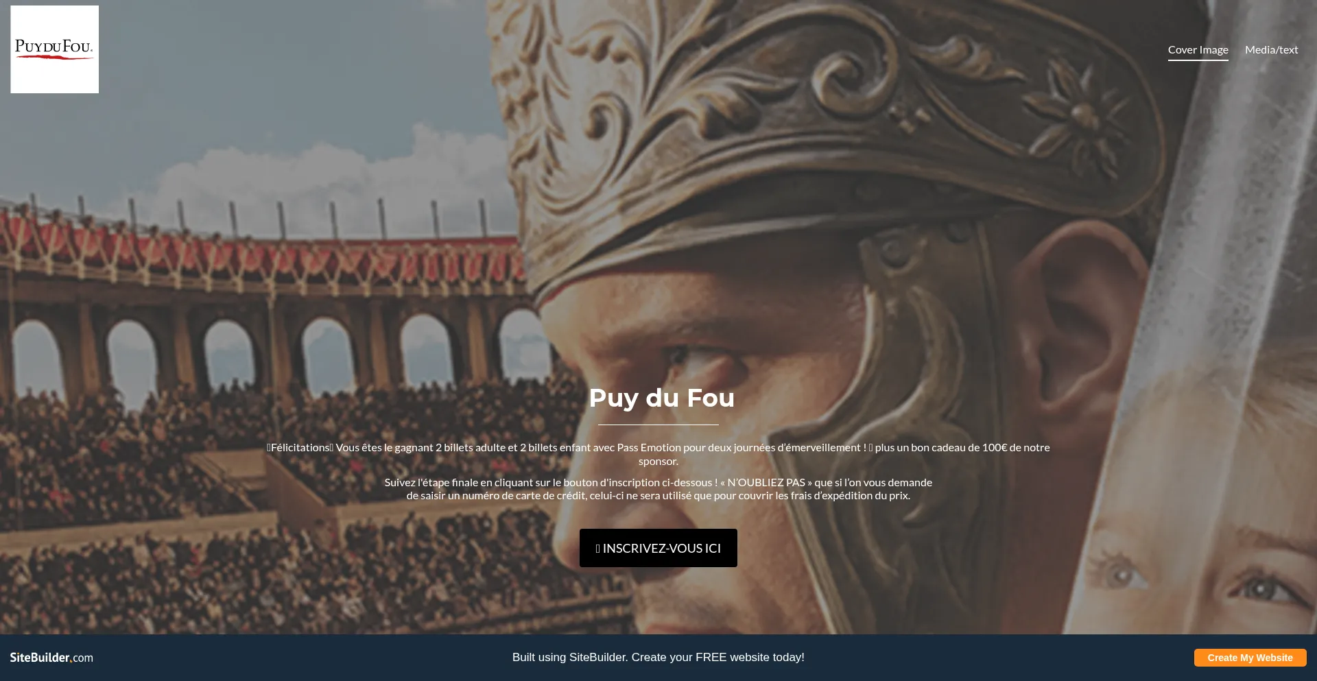Website screenshot of Puy-du-fou75.myfreesites.net