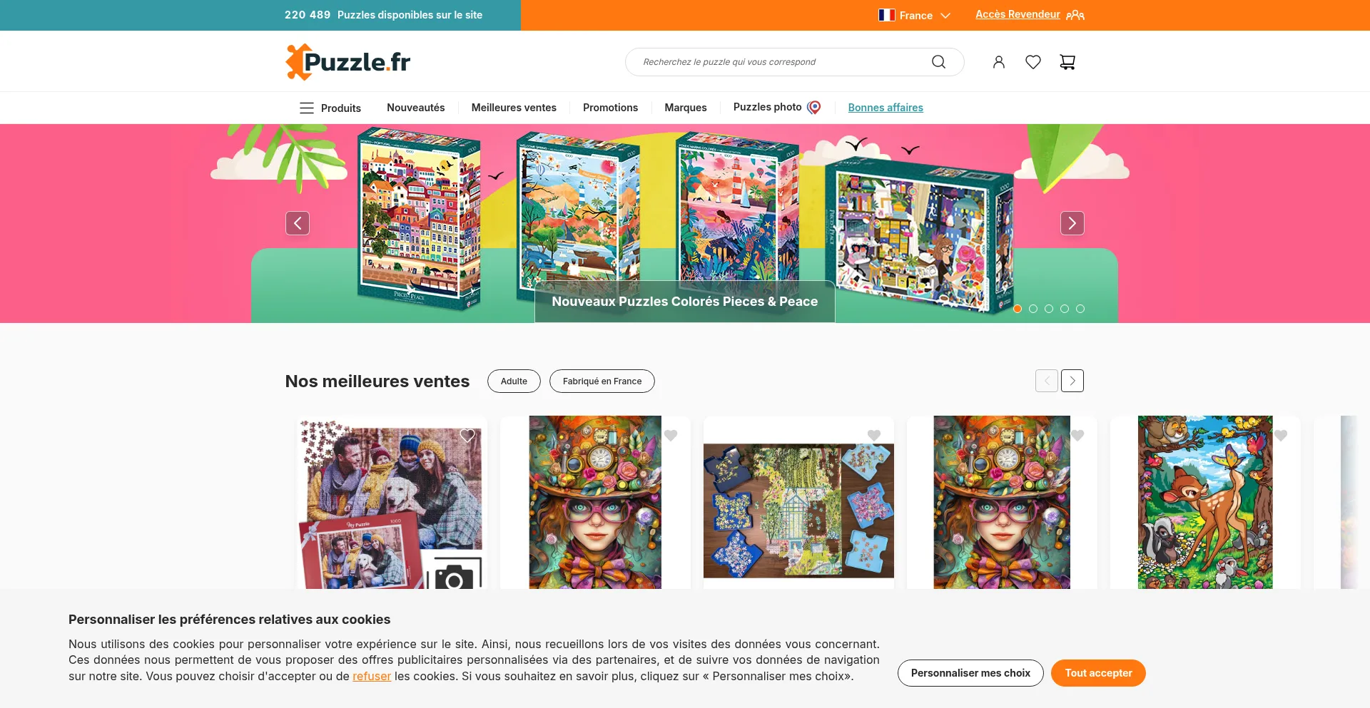 Website screenshot of Puzzle.fr