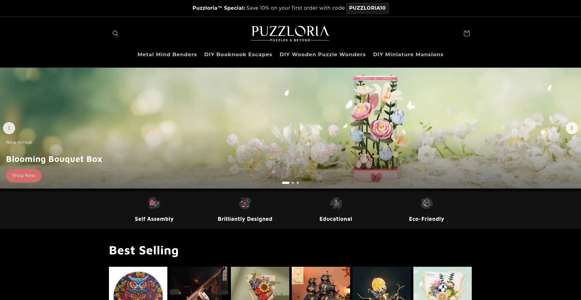 Website screenshot of Puzzloria.com