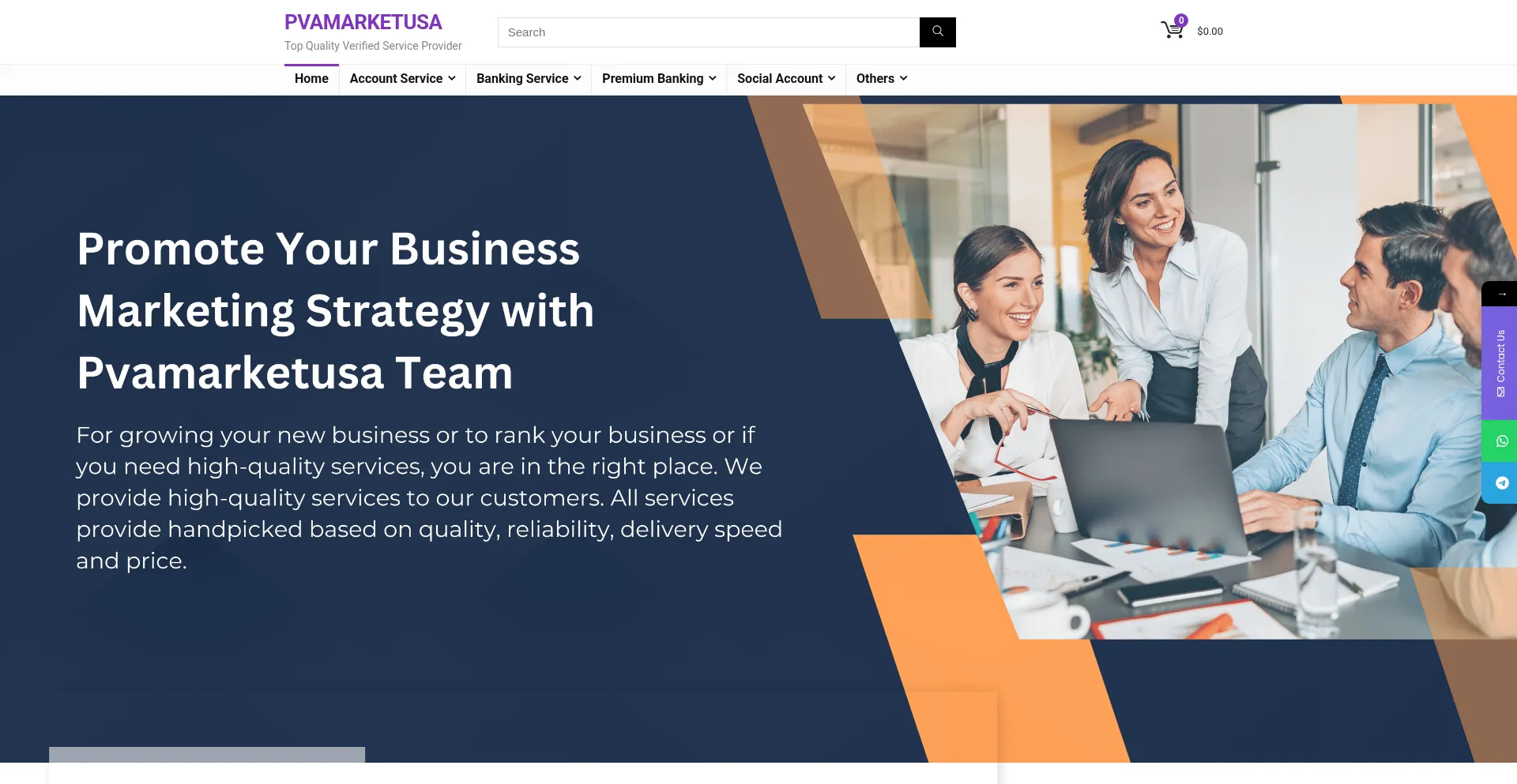 Website screenshot of Pvamarketusa.com