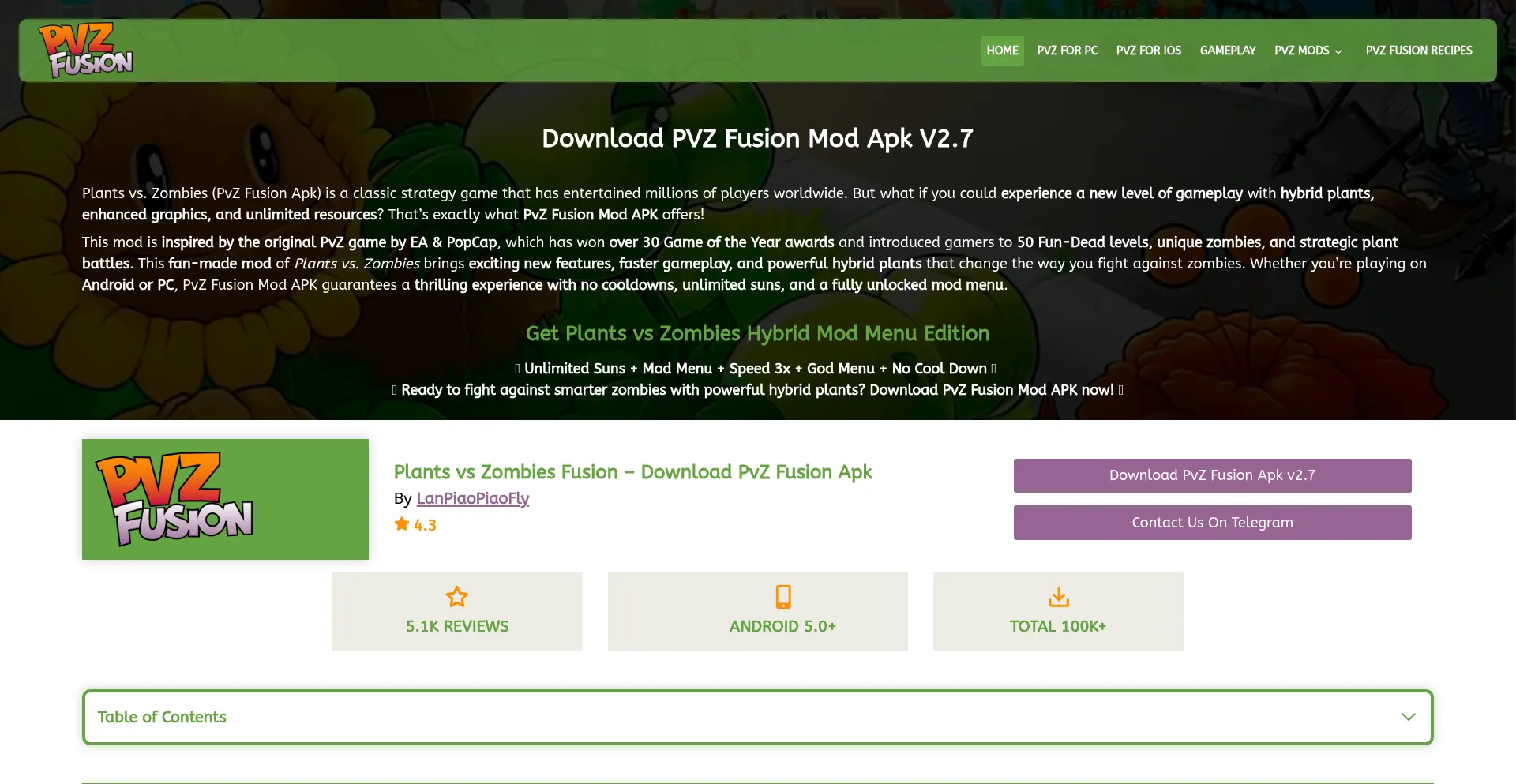 Website screenshot of Pvzfusionapp.com