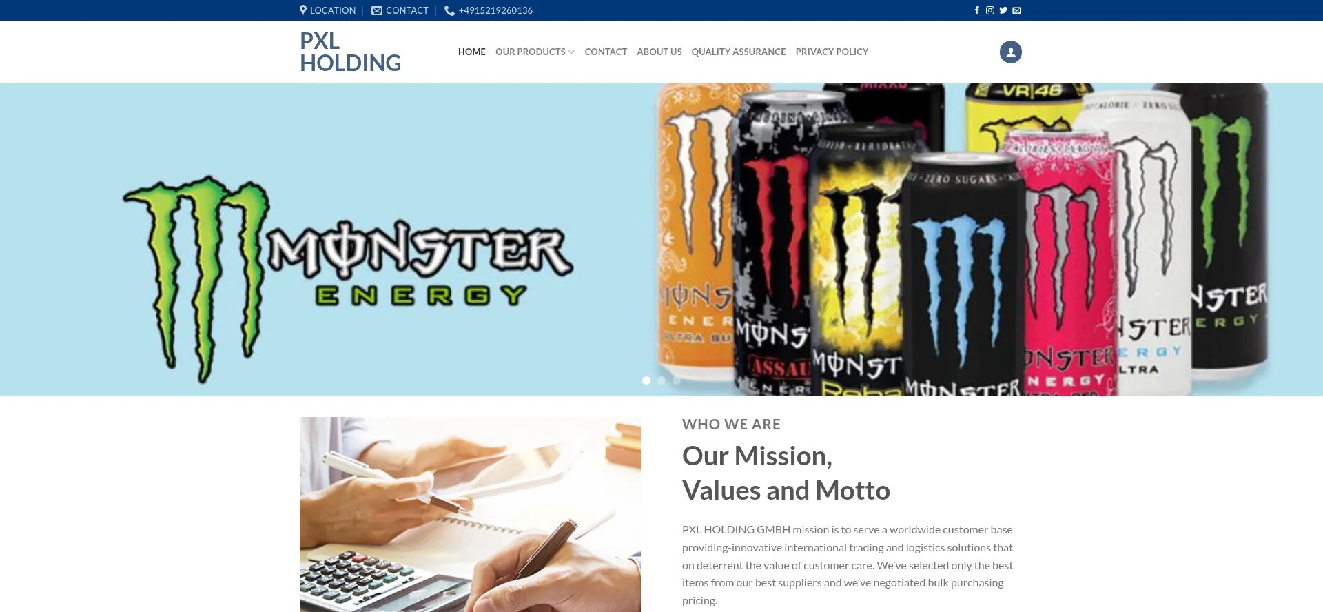 Website screenshot of Pxlholdinggmbh.de