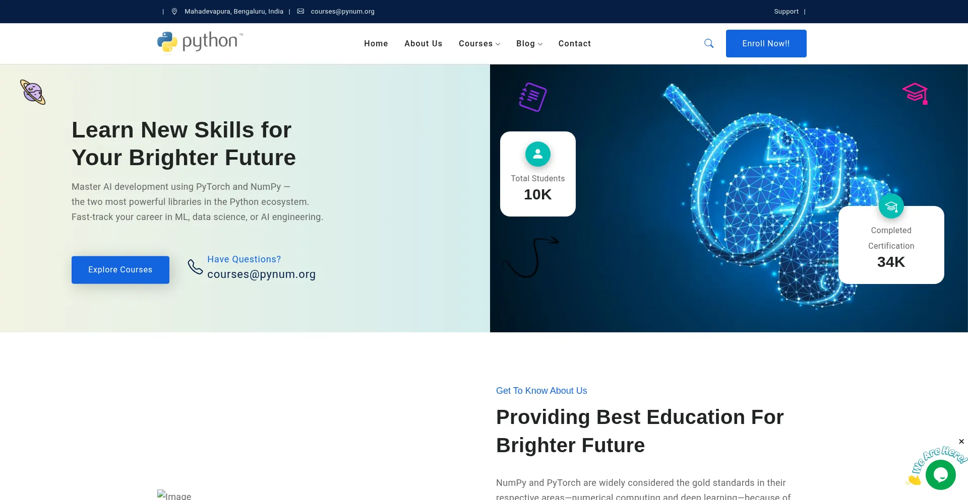 Website screenshot of Pynum.org