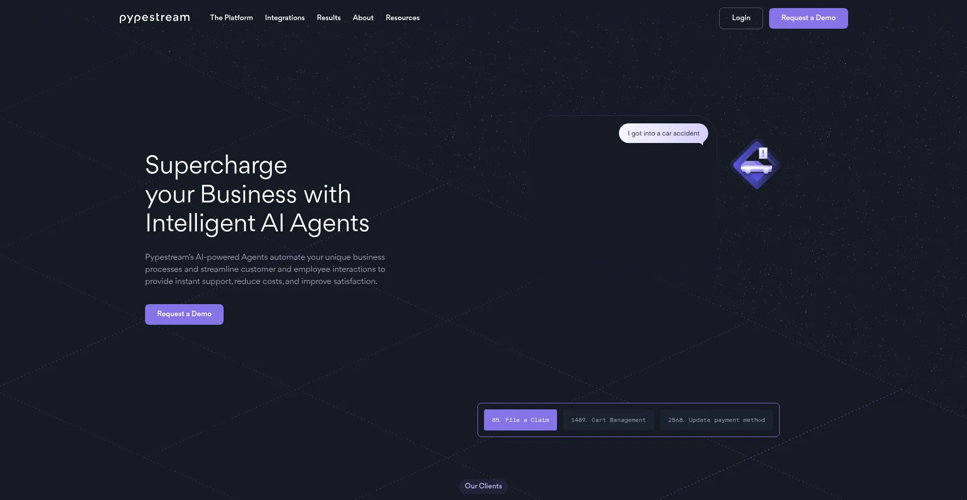 Website screenshot of Pypestream.com