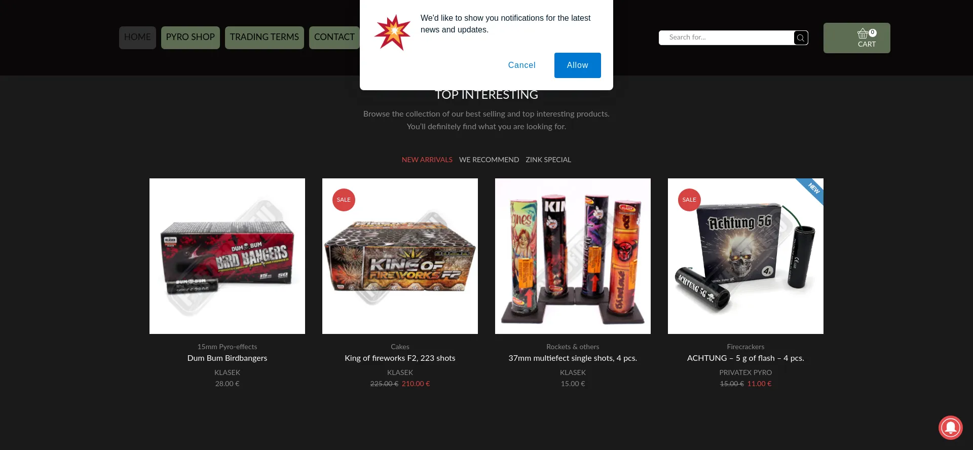 Website screenshot of Pyrofire.eu