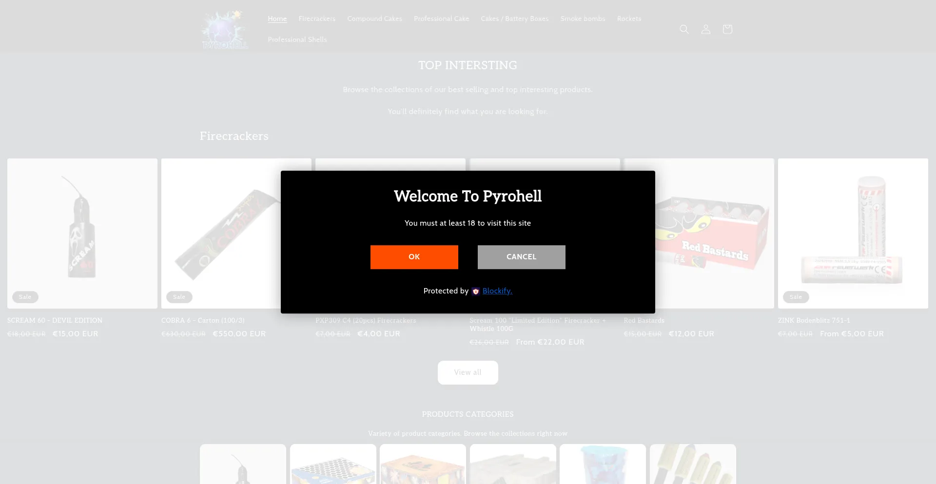 Website screenshot of Pyrohell.com