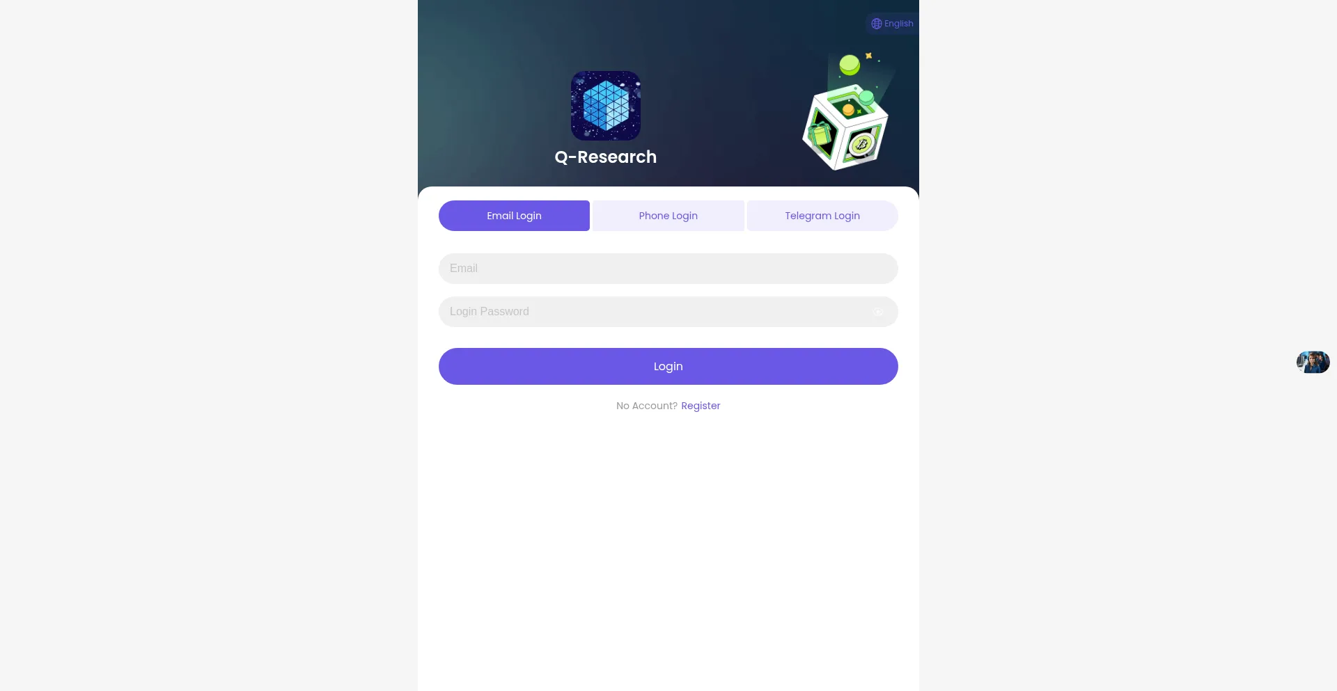 Website screenshot of Q-research.vip
