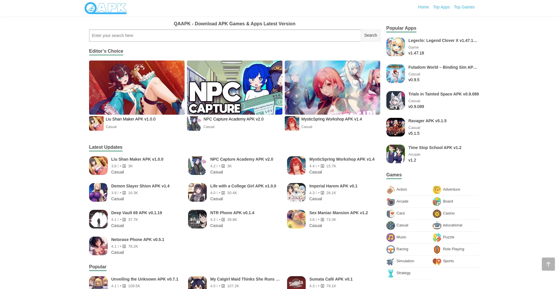 Website screenshot of Qa-apk.com