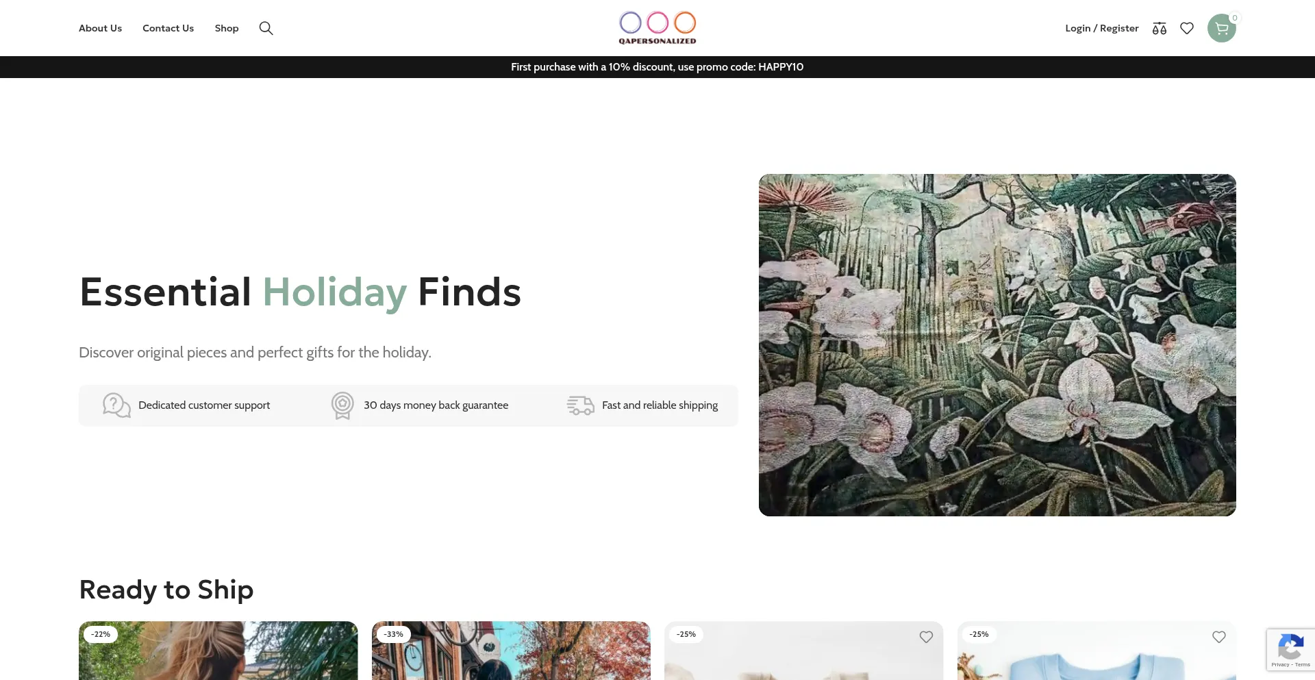 Website screenshot of Qapersonalized.com