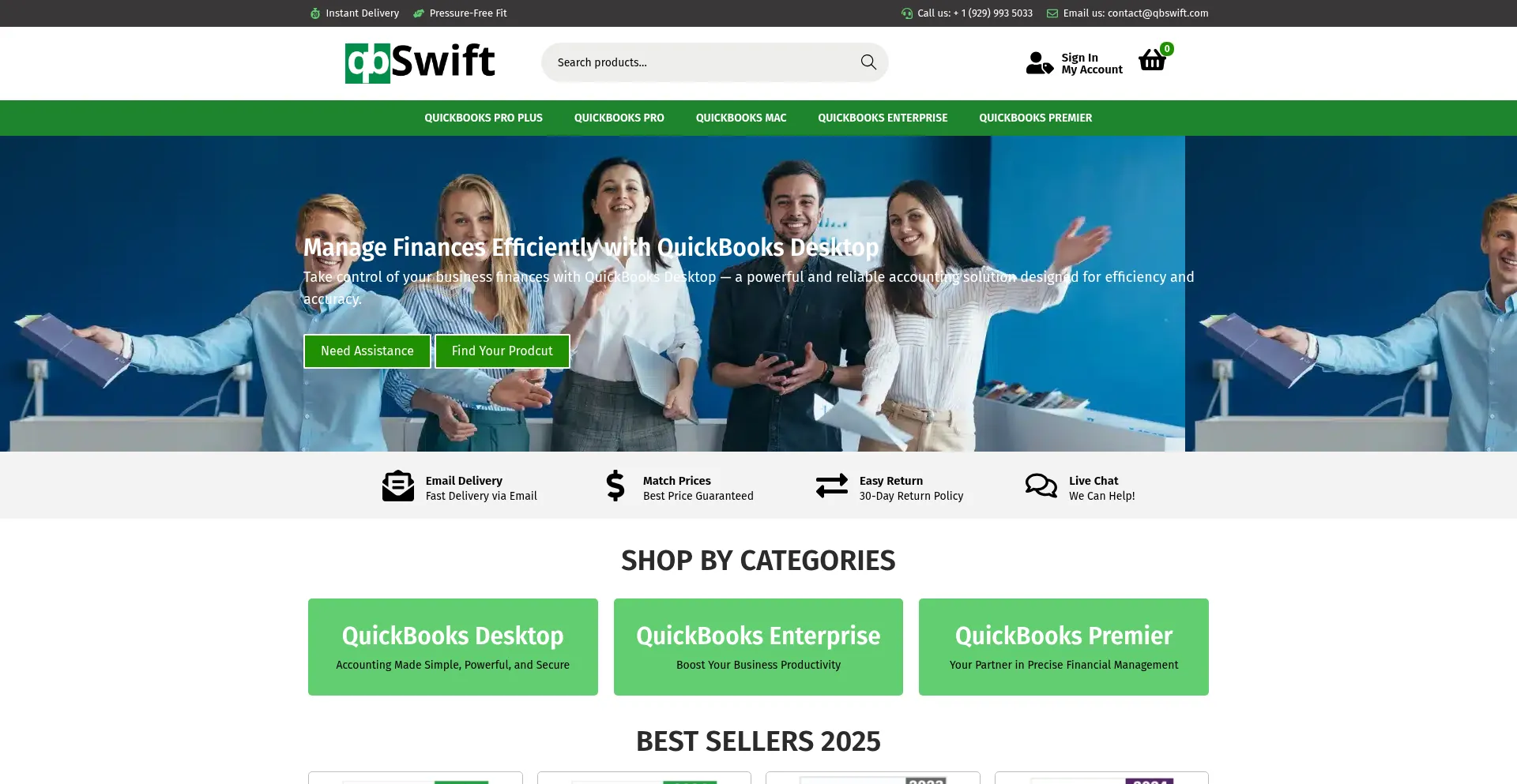 Website screenshot of Qbswift.com