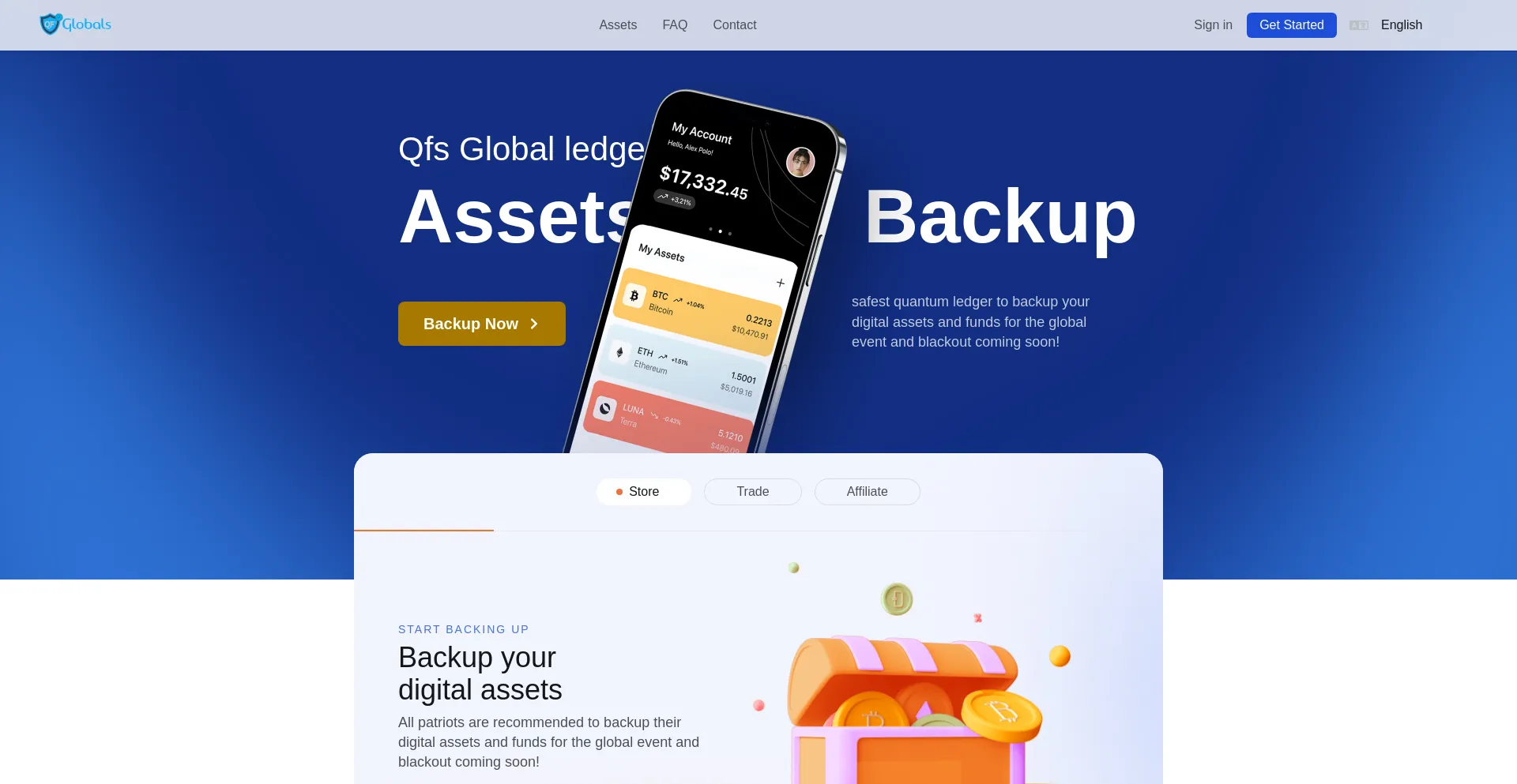 Website screenshot of Qfsgledgers.com