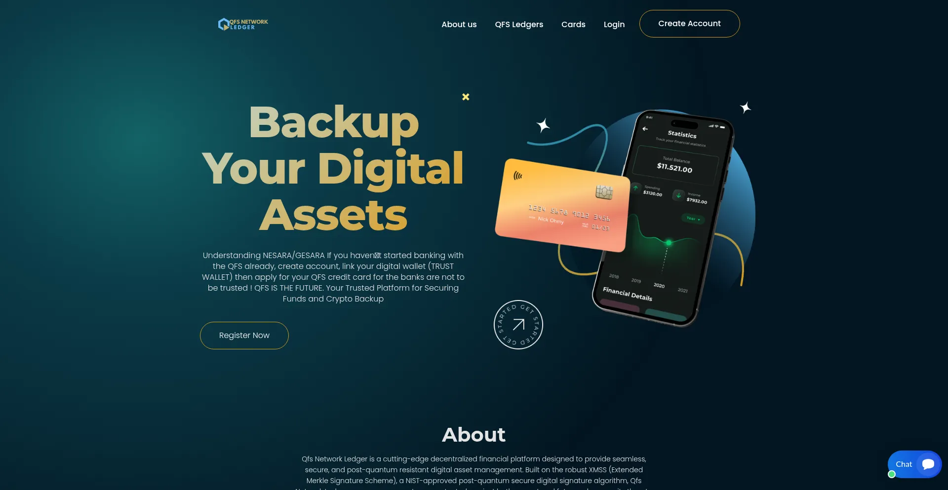 Website screenshot of Qfsgloballedger.ltd