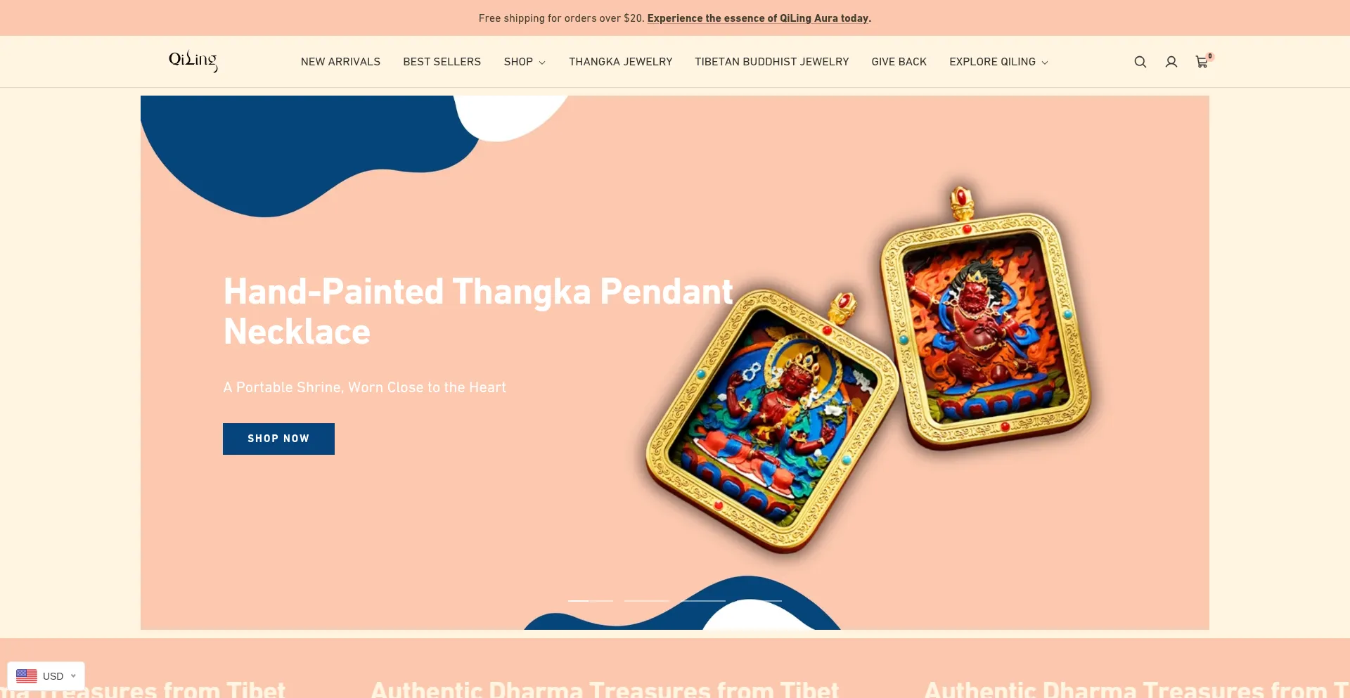 Website screenshot of Qilingaura.com