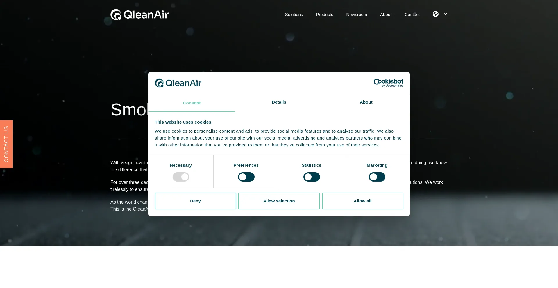Website screenshot of Qleanair.com