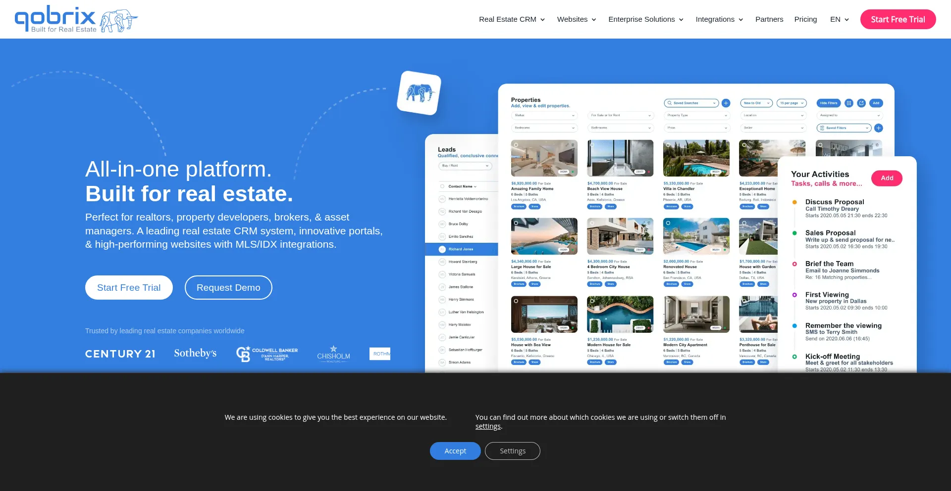 Website screenshot of Qobrix.com