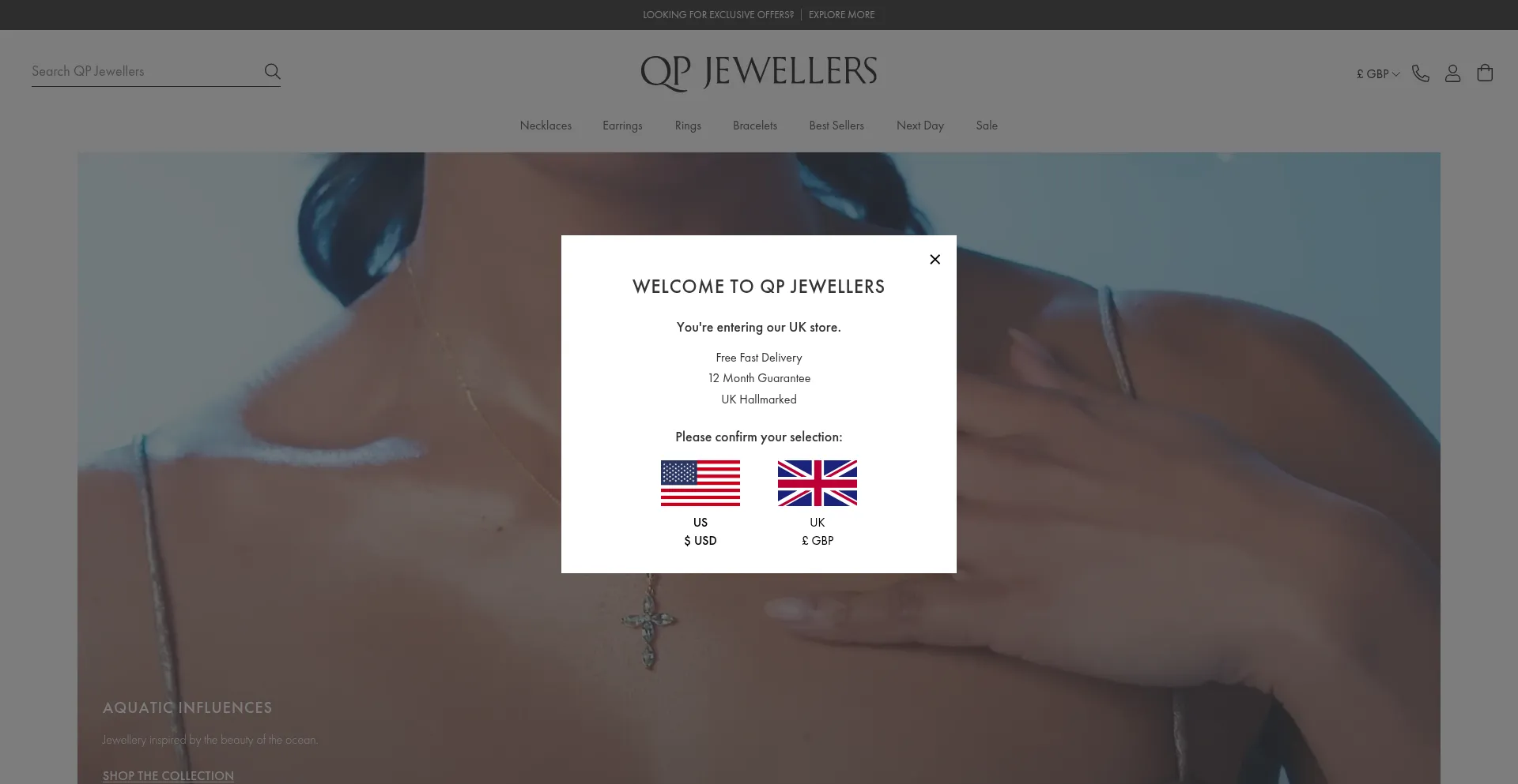 Website screenshot of Qpjewellers.com