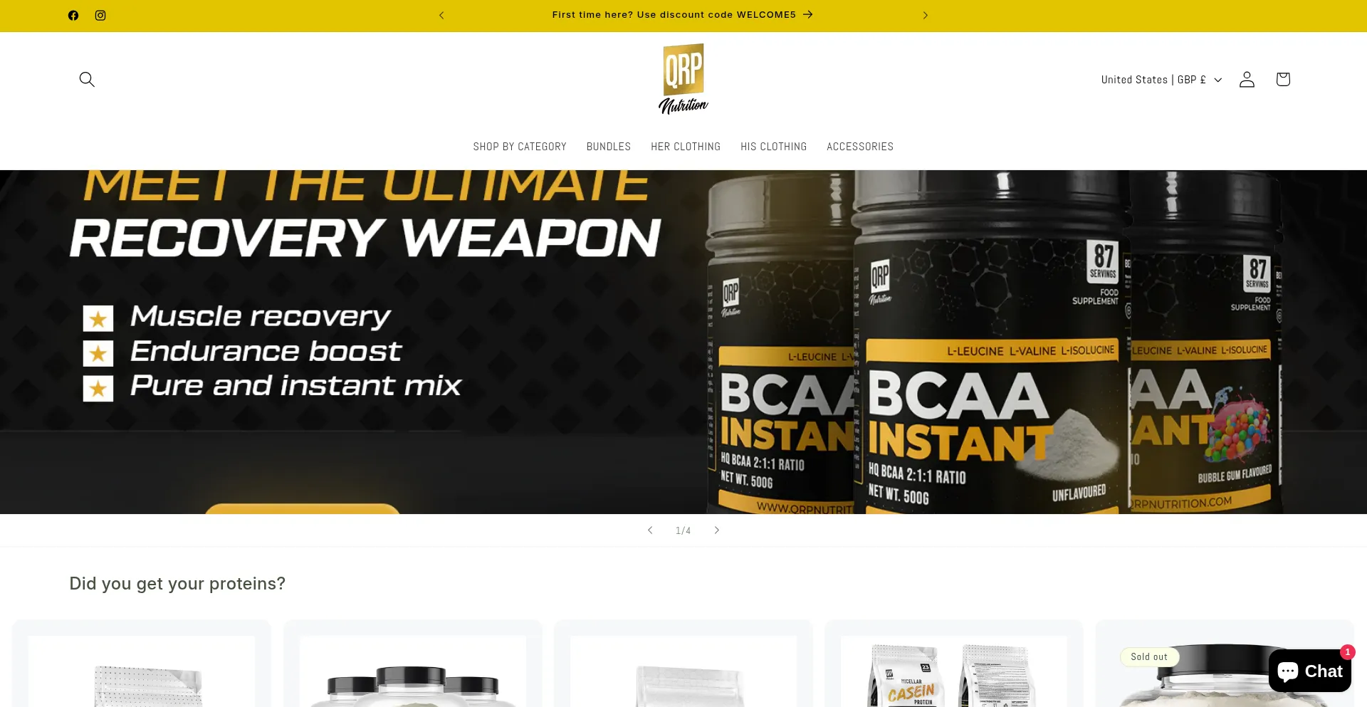 Website screenshot of Qrpnutrition.com