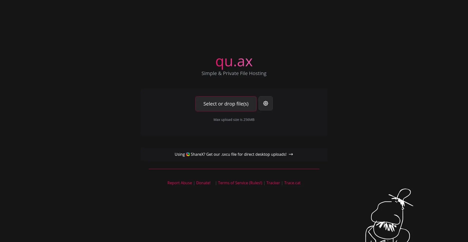 Website screenshot of Qu.ax