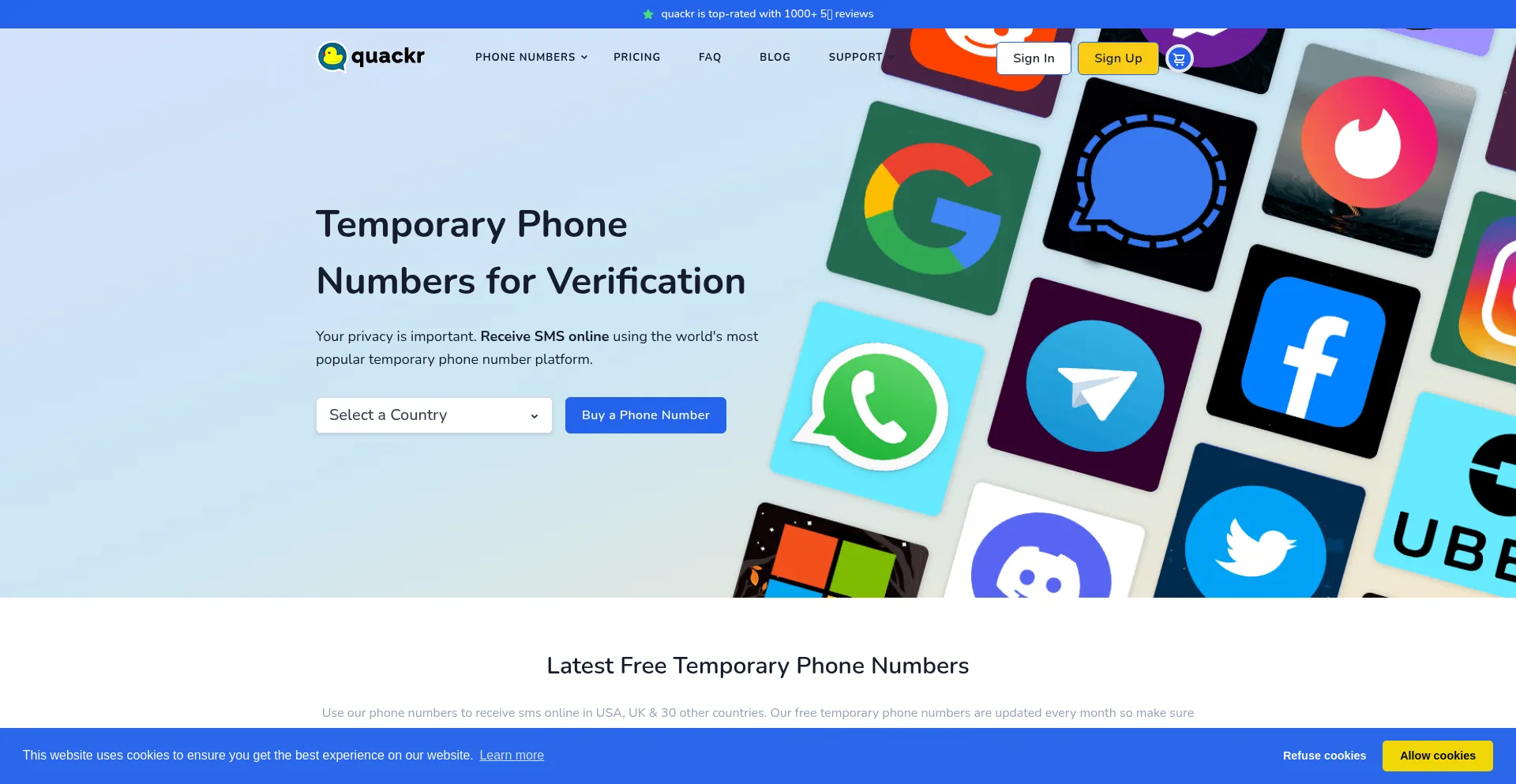 Website screenshot of Quackr.io