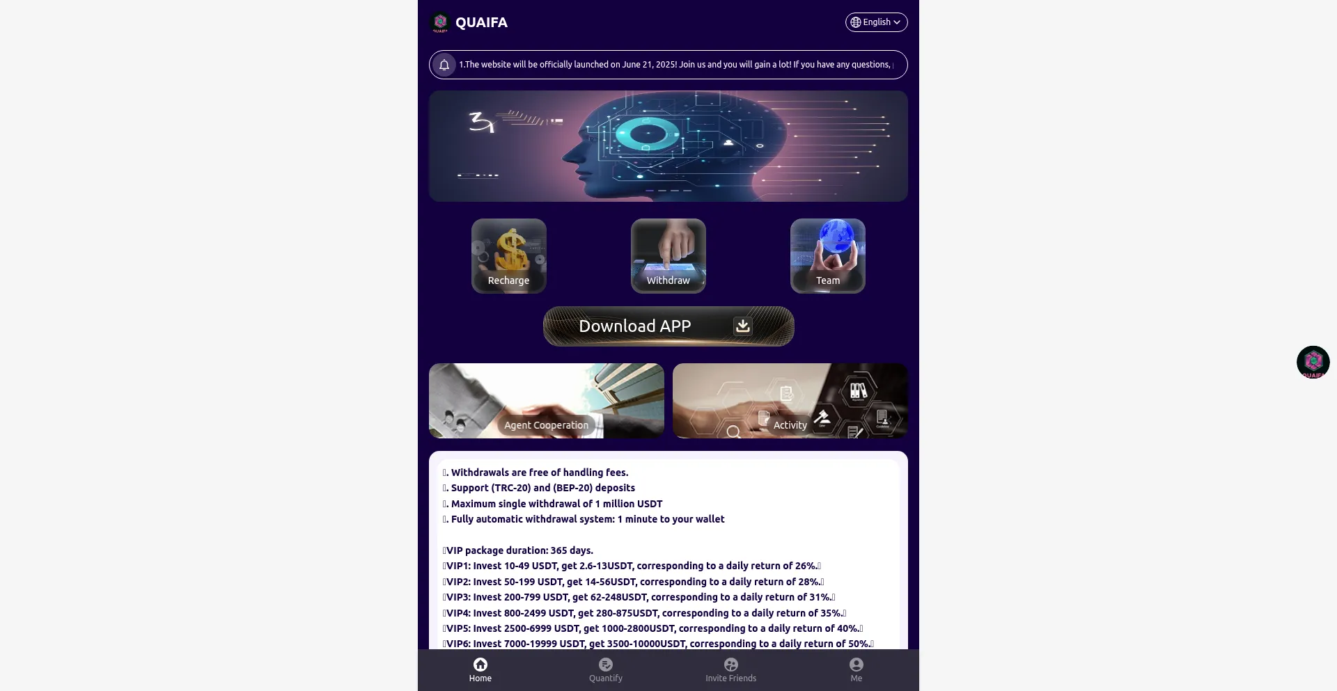 Website screenshot of Quaifa.com