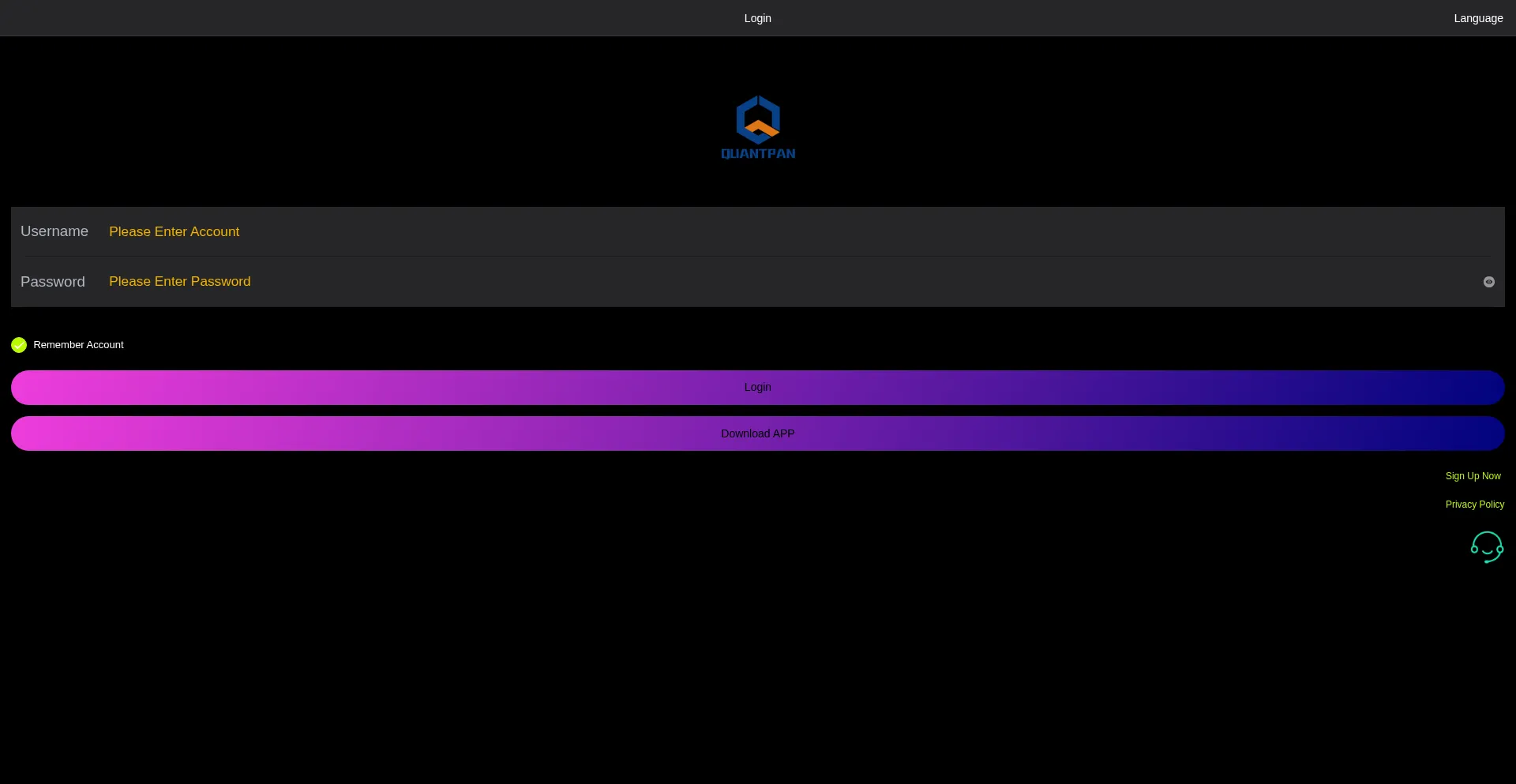 Website screenshot of Quantpan.com