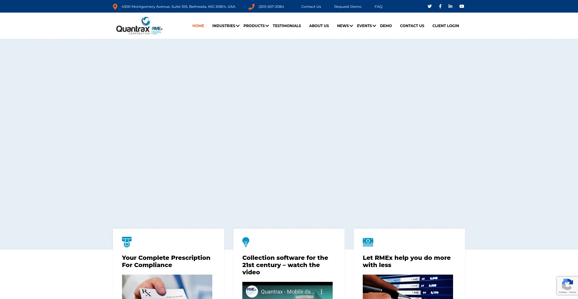 Website screenshot of Quantrax.com