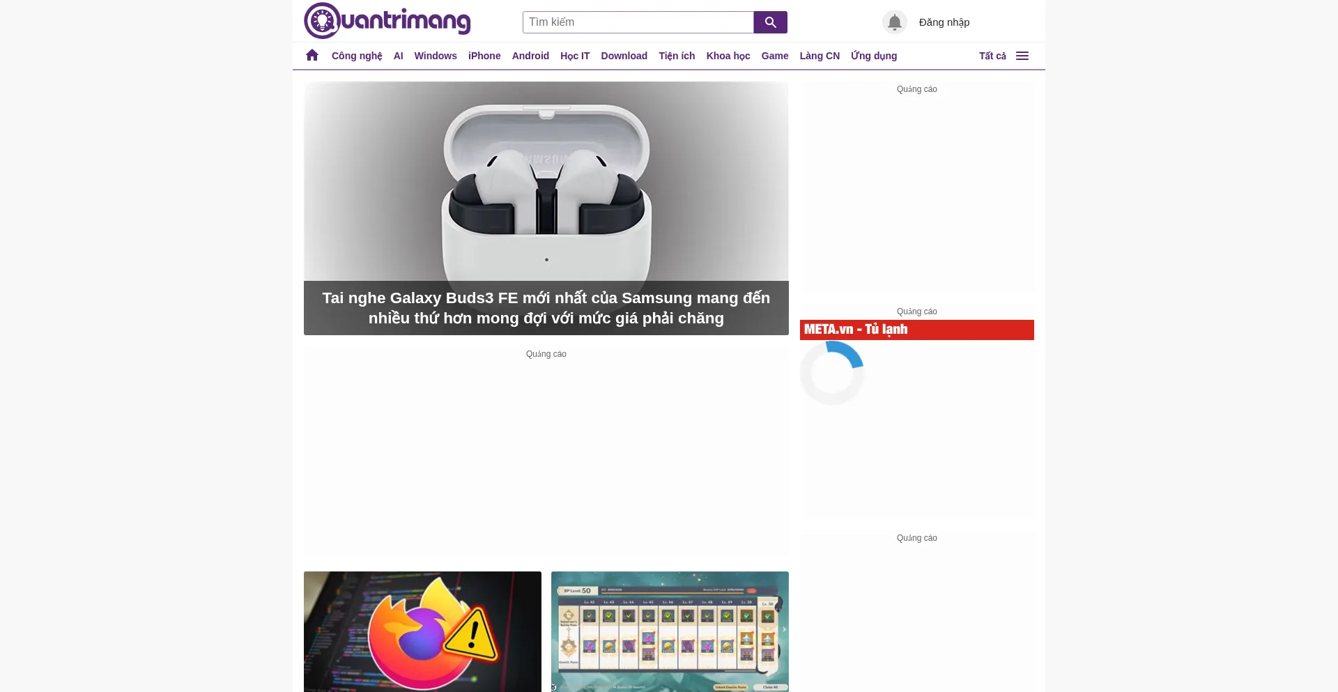 Website screenshot of Quantrimang.com
